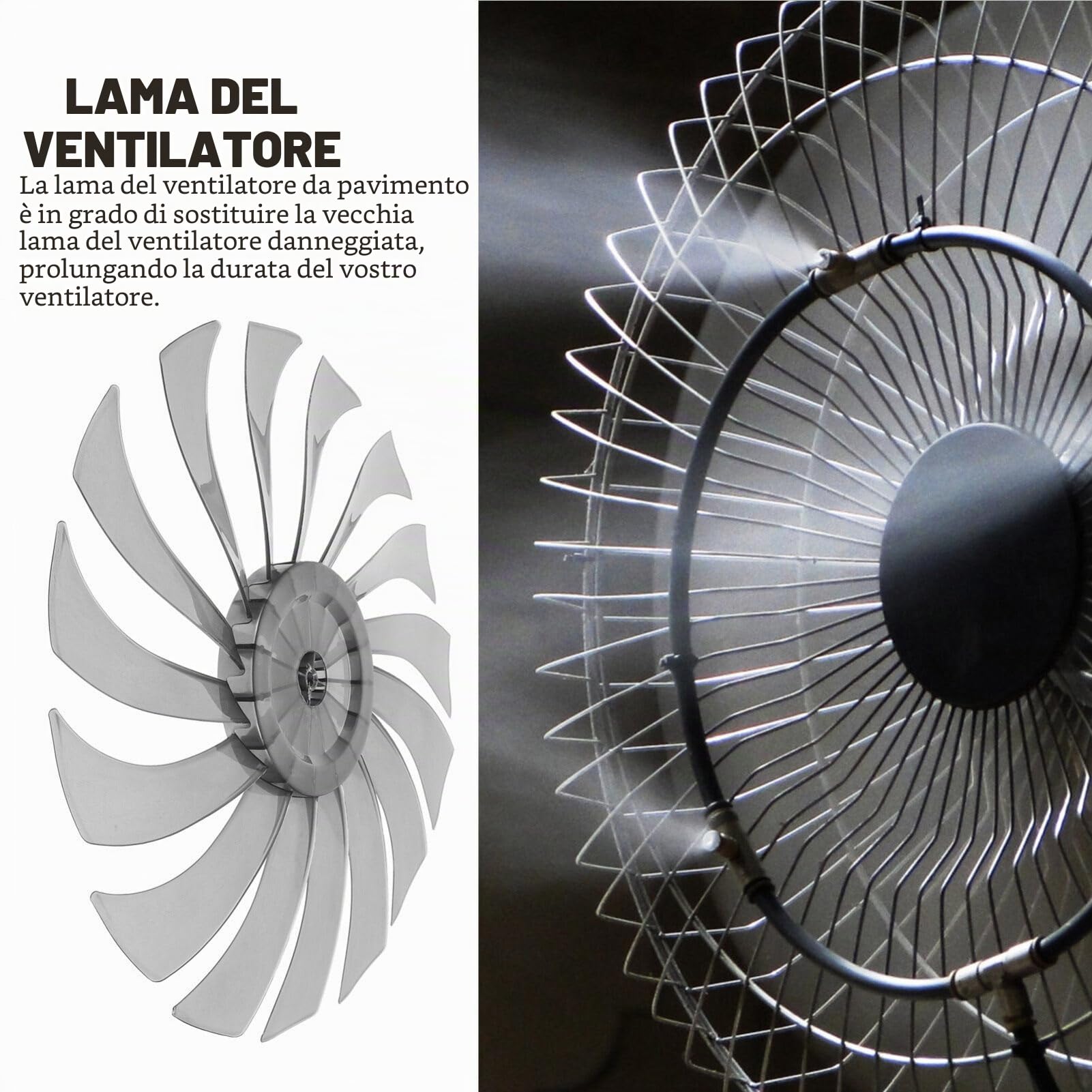 DOITOOL Pale di ricambio per ventola da 14 pollici in plastica universale, 15 fogli, pale per ventole elettriche, ventilatore a pavimento, accessori ventole in plastica