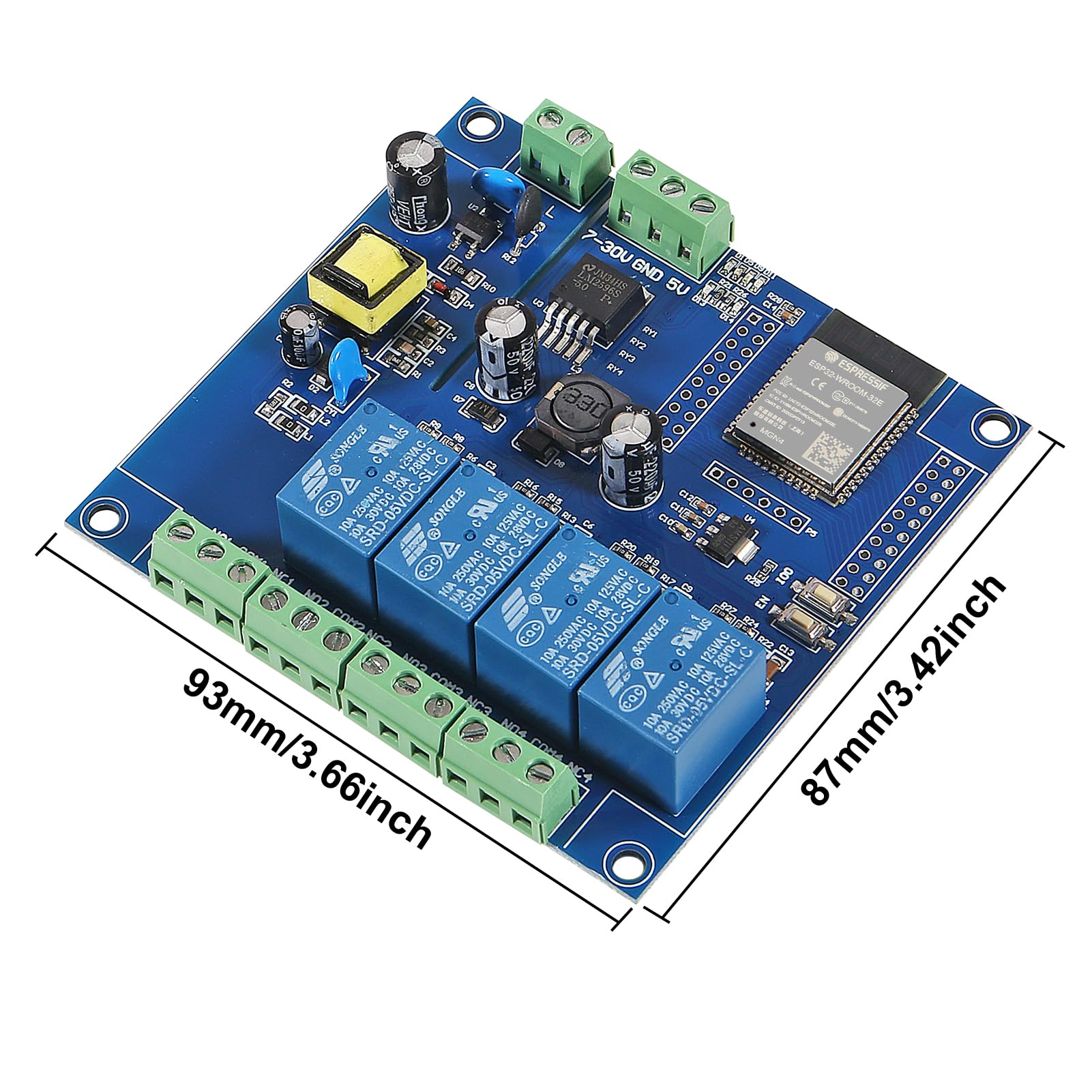 16 Kanaals Relais Module Board 16 Kanaals Relais Development Board Stabiele WROOM voor Smart Home DC5-12V
