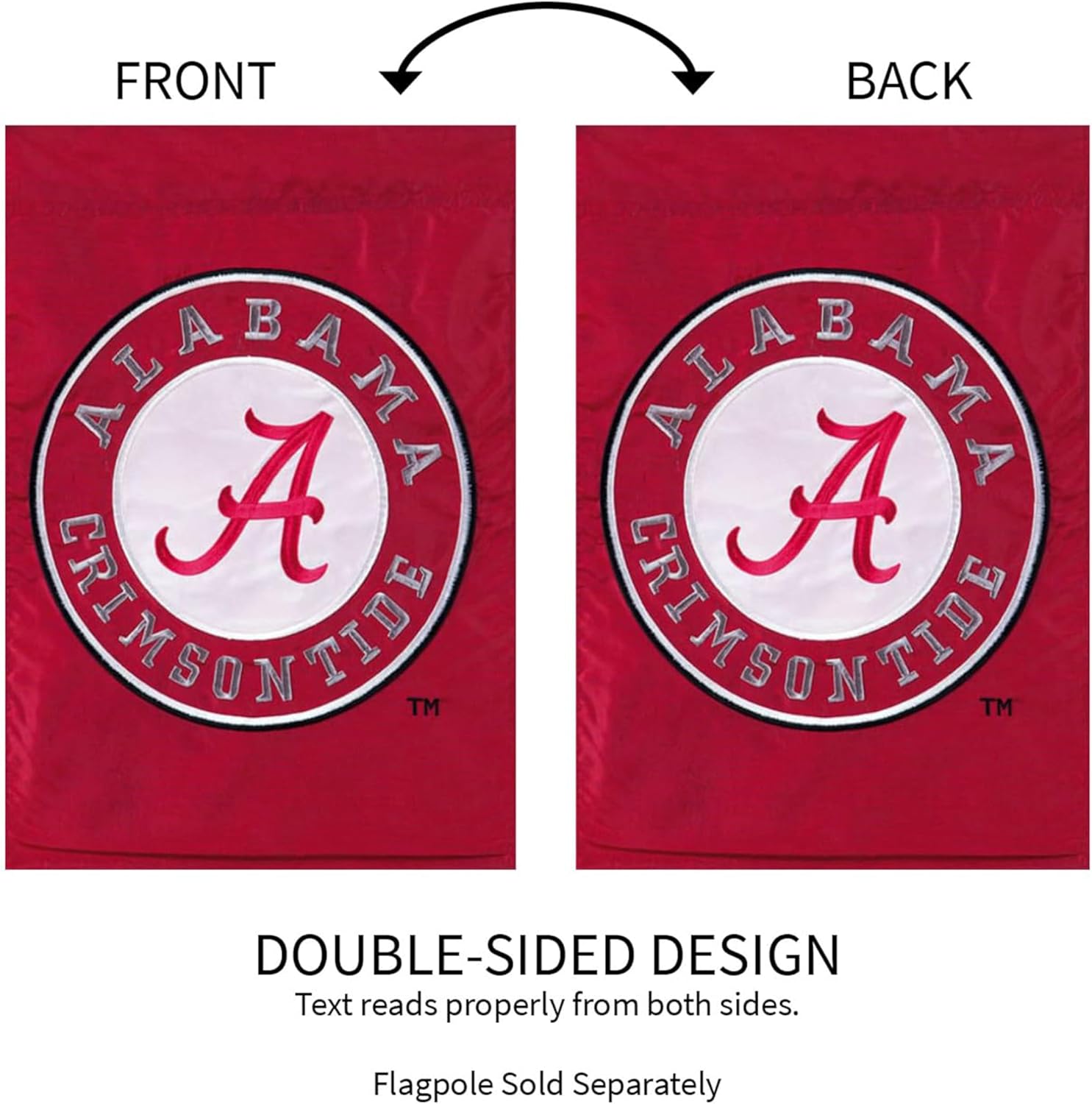 Team Sports America NCAA University of Alabama Crimson Tide Garden Flag | Officially Licensed Sports Flags For Outside 12x18 Double Sided | Small House Flags Decor for Football Fans - Image 4