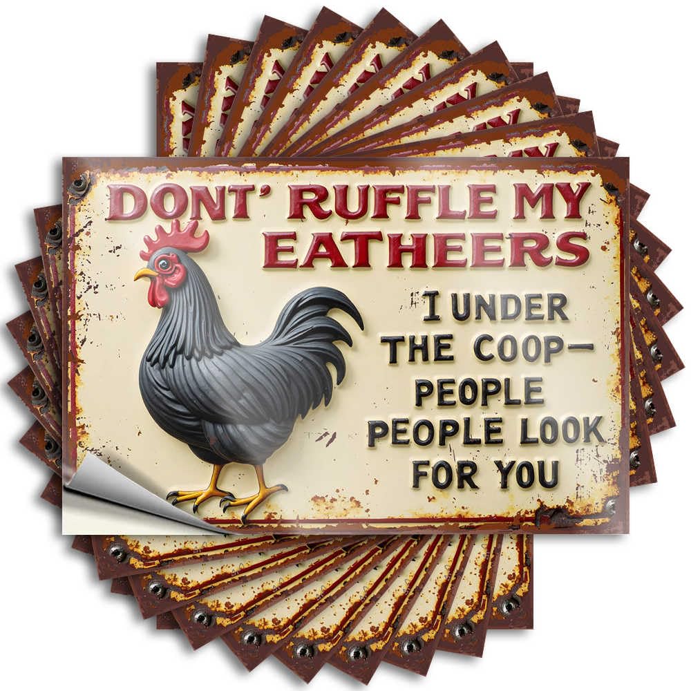 Bumper Vintage Home Decor | Reading Bumper Rustic Rooster Warning Sign: Don't Ruffle My Feathers! for Billiards(12X18CM)