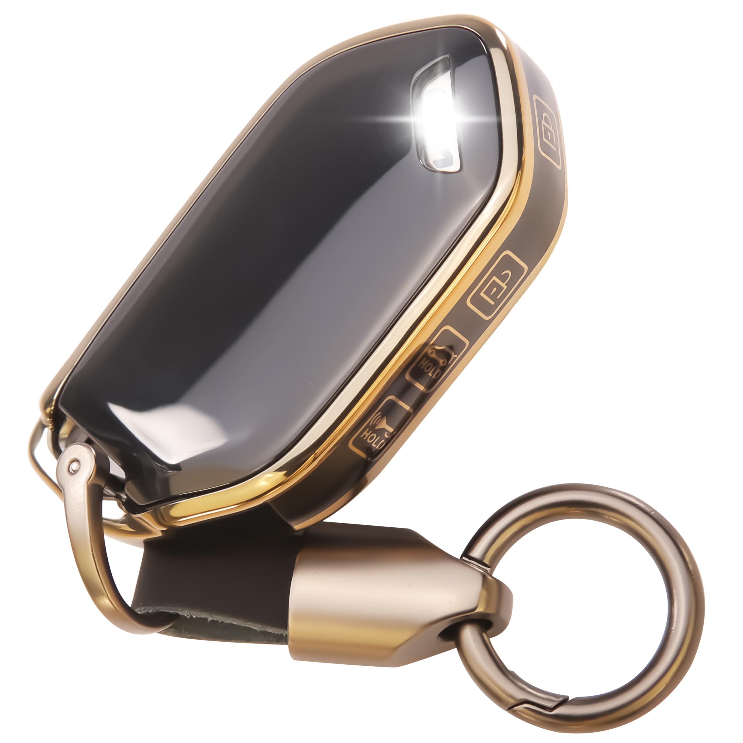 HOUTIAN for KIA Key Fob Cover 5 Buttons with Metal Ring Key Shell Anti-break Full Protection Accessories Fit for 2023-2024 Telluride EV5 Sorento