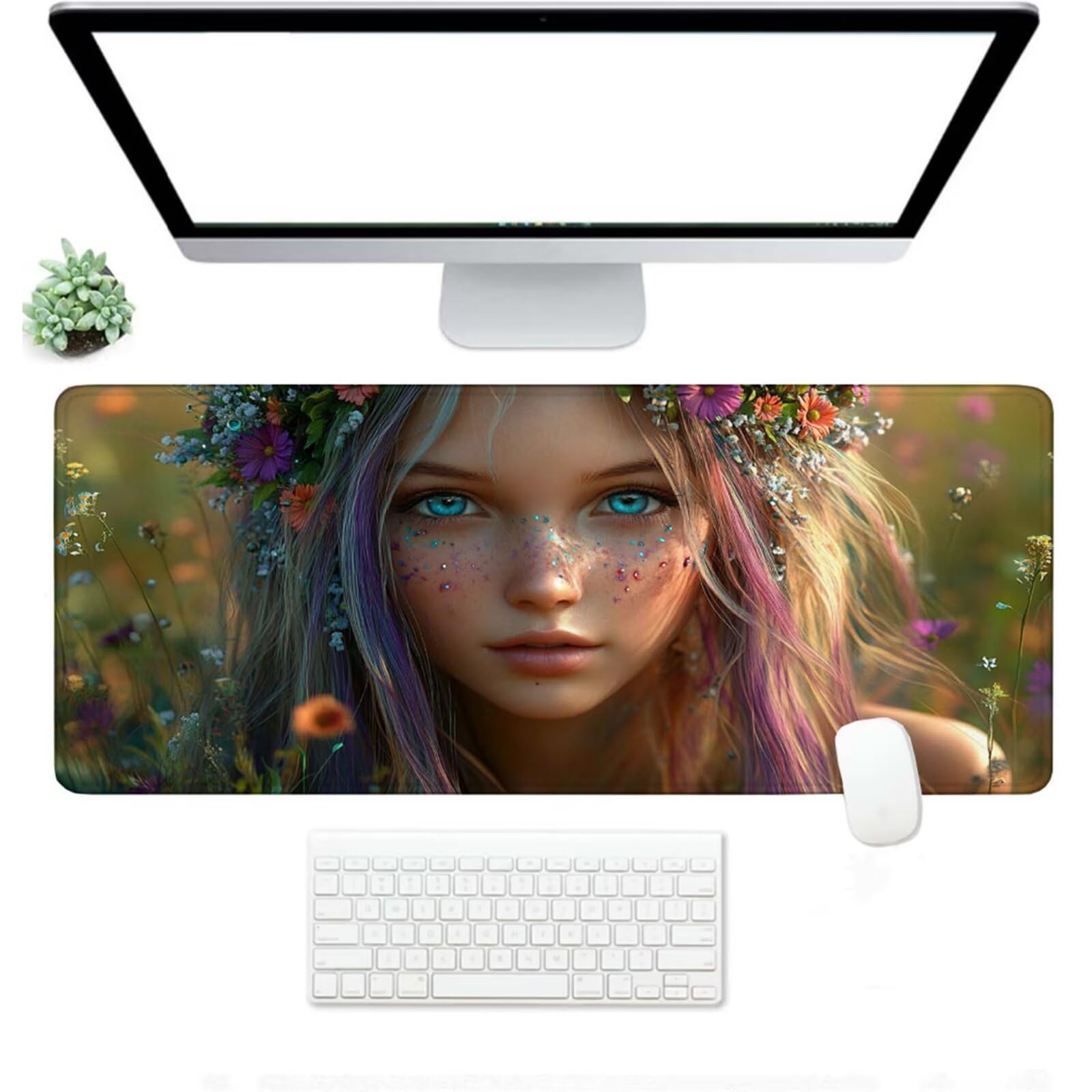 Podkładka pod mysz XXL 1500 x 800 x 3 mm, zielona duża podkładka pod mysz z wodoodporną i gumową antypoślizgową kobietą pod ręką biurko zszyte krawędzie, poprawia precyzję i szybkość dla gracza W-816