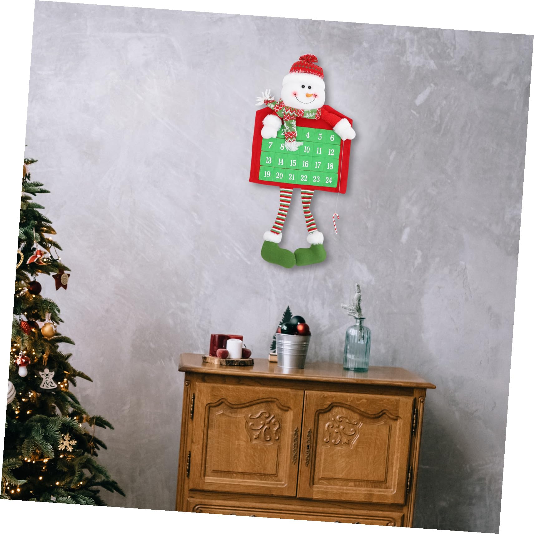 Weihnachts Countdown Kalender zum Aufhängen Adventskalender für Tür oder Wand Diy-weihnachtskalender aus Pp-baumwolle