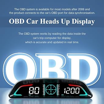 Car HUD Head up Display, MPH and KM/H, AMROOLOO, Heads up Display Car, Display Car Speed, RPM, Time and Other Functions, Digital Speedometer Car Mph, Easy to Install