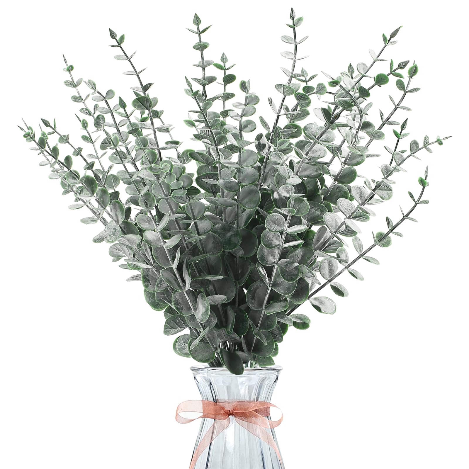 TILONKJ 30 PCS Eucalyptus Stems, Artificial Eucalyptus Leaves Stems, Eucalyptuses Artificial Flowers, Real Grey Green Touch Leaf Branches for Flower Bouquet Arrangement Home Office Decoration