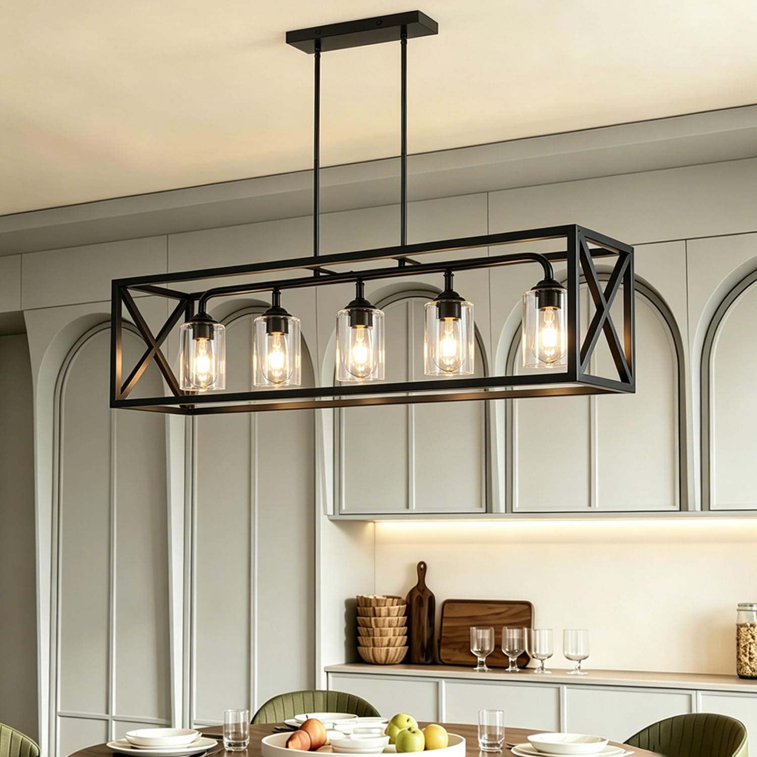 Modern Farmhouse Black Metal Chandelier