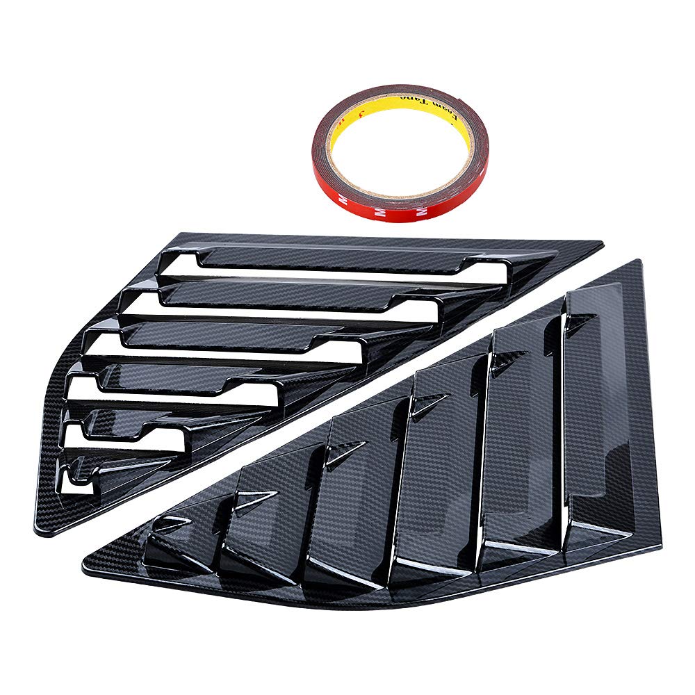 Astra Depot ABS Racing Style Rear Side Window Louvers Air Vent Scoop Shades Cover Compatible with Ford Focus ST RS 2013-2018 Hatchback (Carbon Fiber)