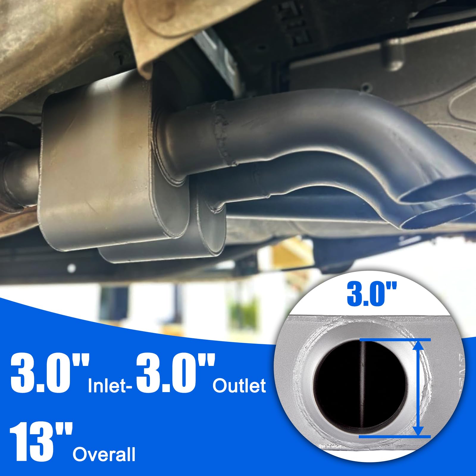 Universal Exhaust Rear Muffler Exhaust Pipe Black Remus Tube Tail 2-2.5inch