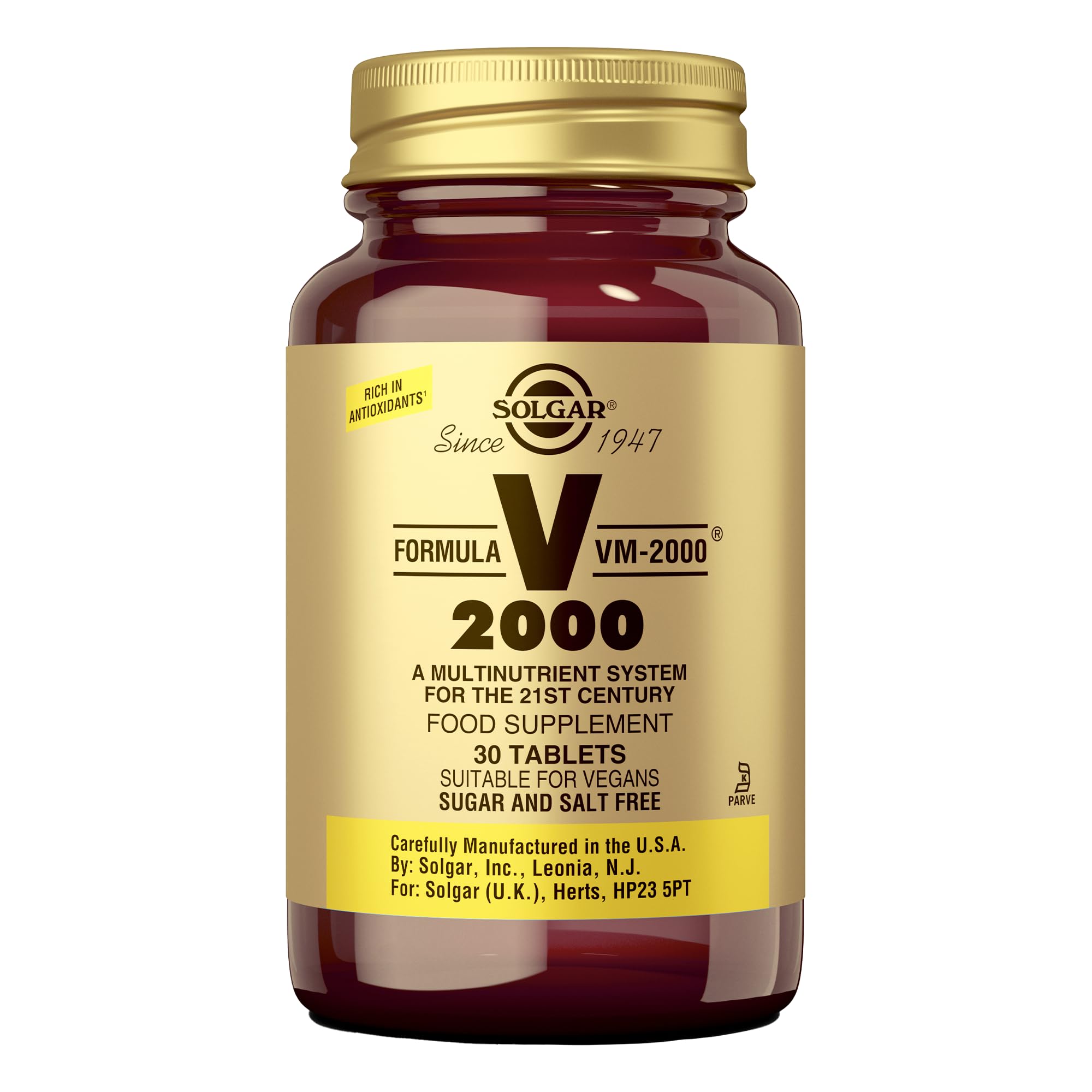 Solgar, Formula VM-2000, Suplemento Alimenticio que Ayuda al Bienestar y a la Inmunidad, Con 32 Vitaminas, Para Hombre y Mujer, 30 Cápsulas