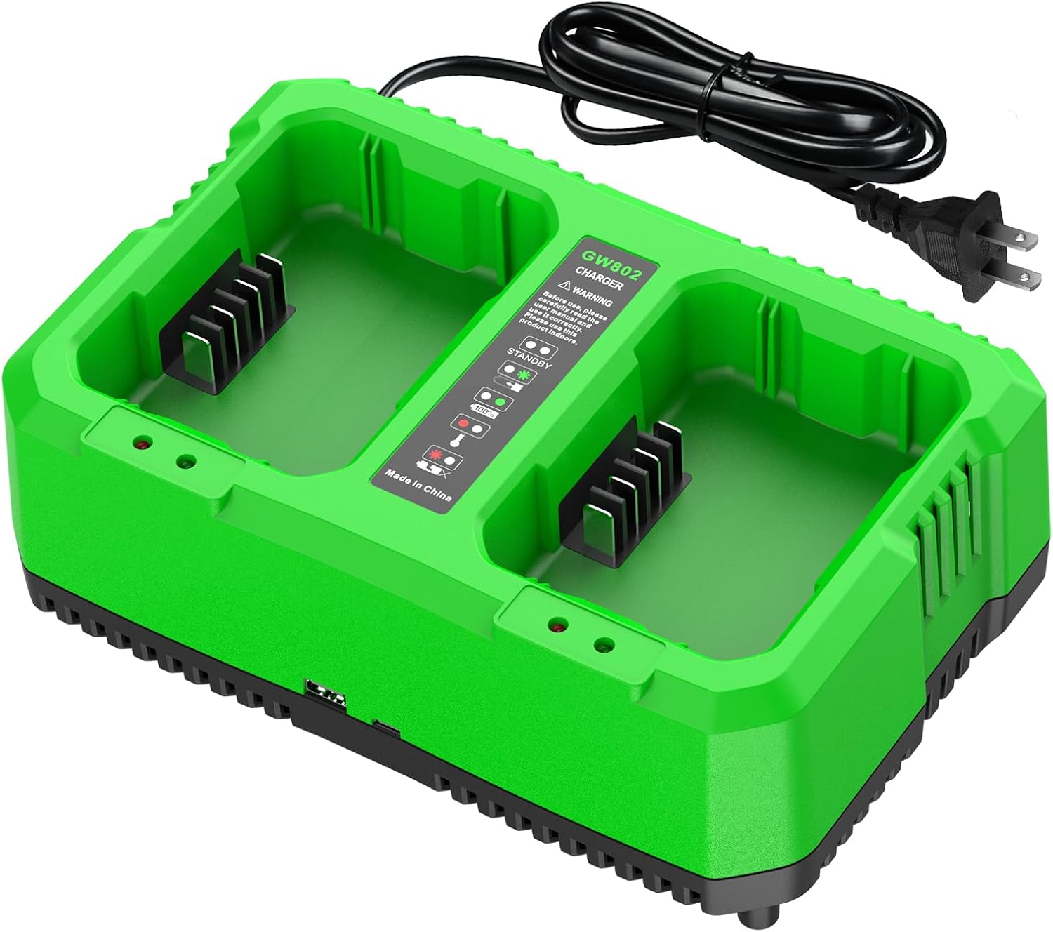 2Port 80V Charger Compatible with Greenworks Pro 80V Battery, Replacement for Greenworks 80V Battery Charger-Fast Charging & Safe Power Supply