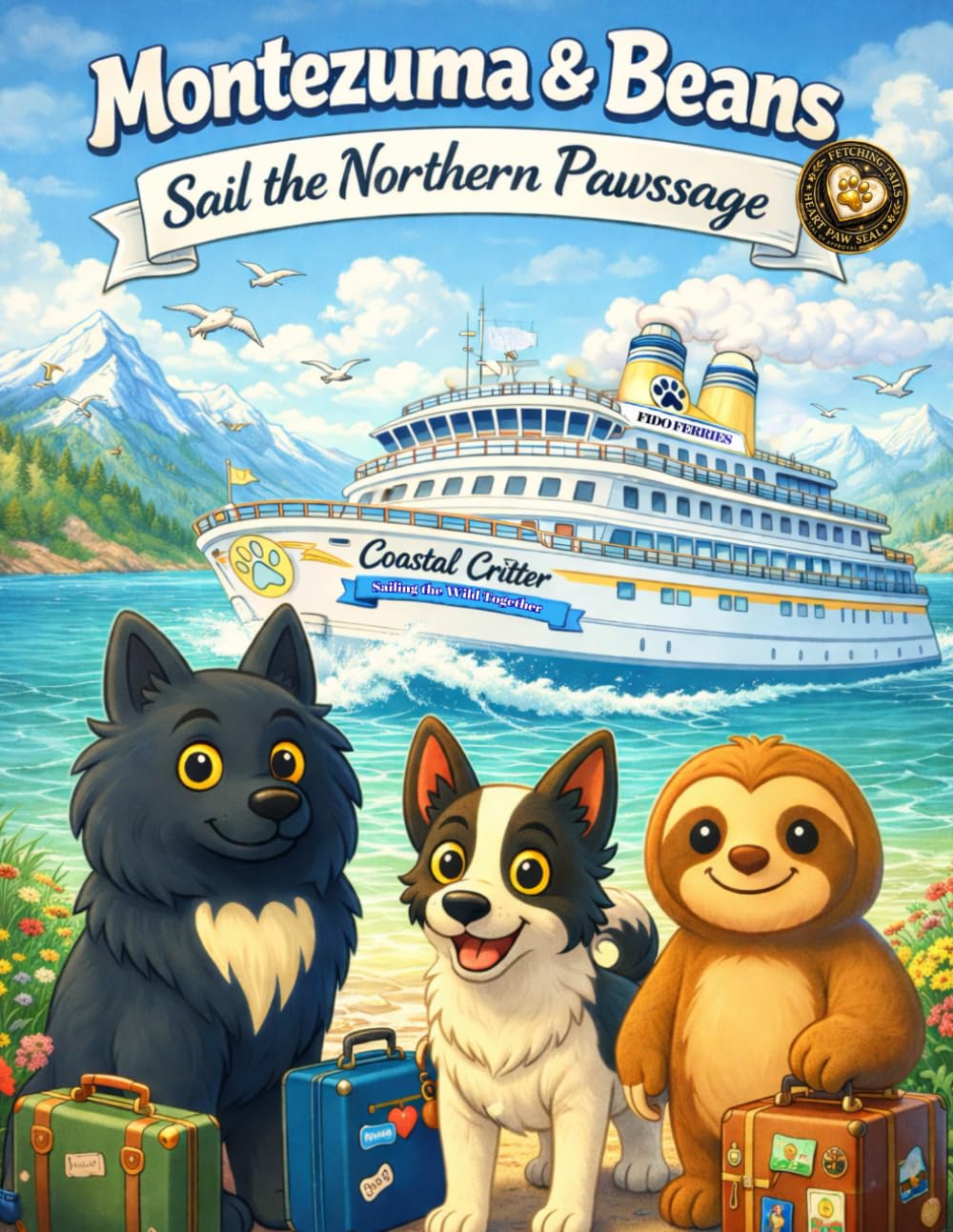 Montezuma & Beans: Sail the Northern Pawssage: A Coastal Ferry Adventure Coloring Book (The Adventures Of Montezuma & Beans)