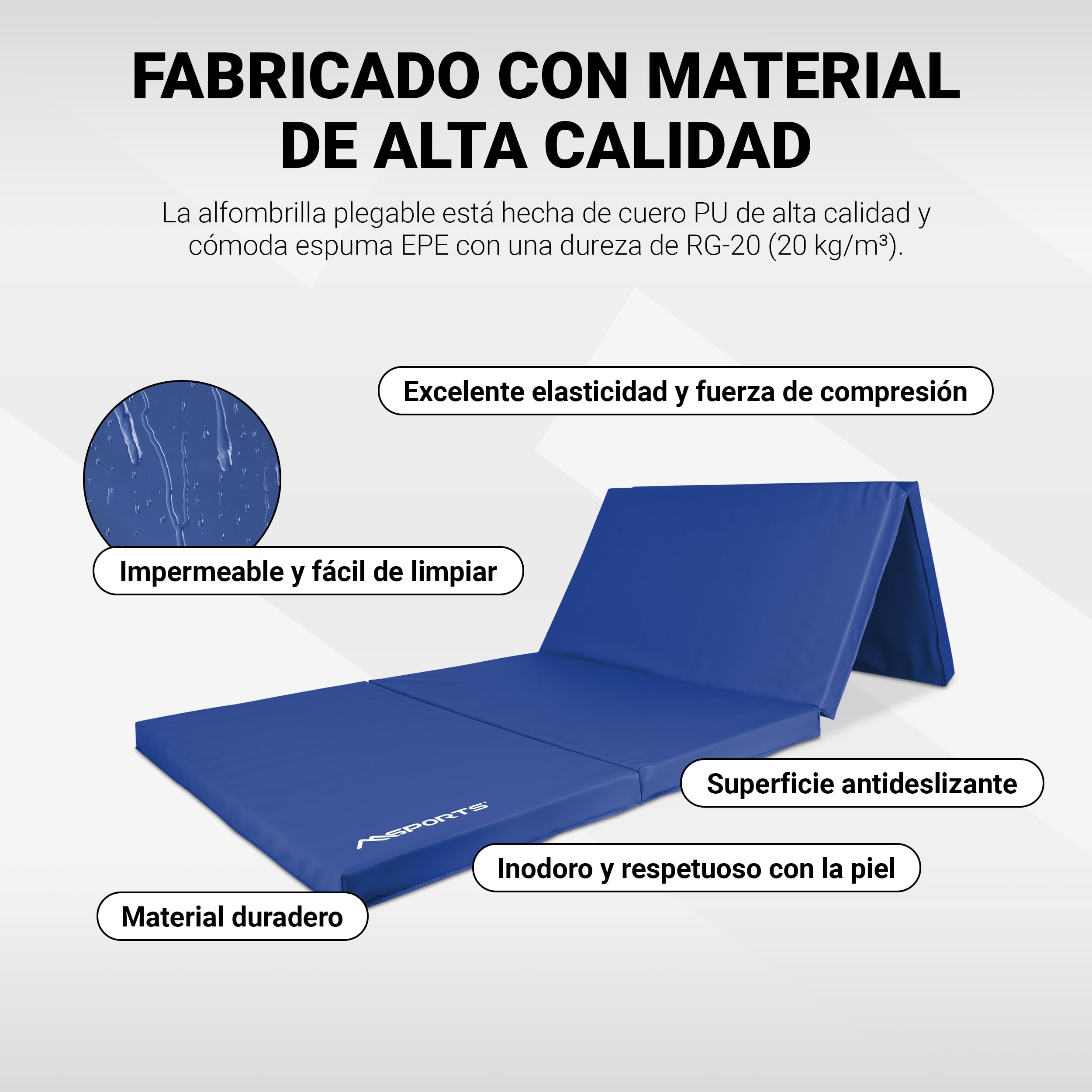 MSPORTS Esterilla de gimnasia plegable 190 x 80 x 5 cm para casa y niños