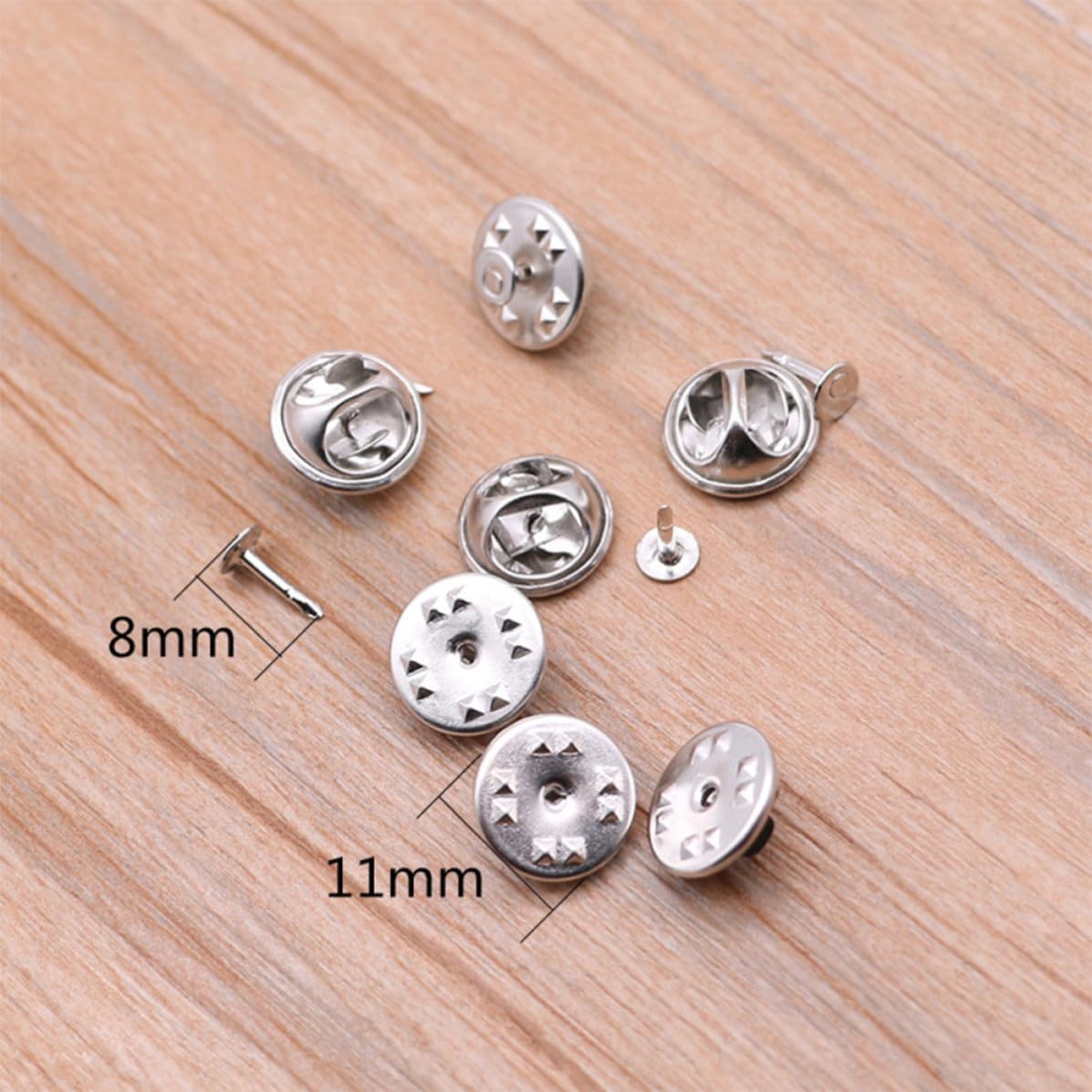 100sets Silver Alloy Pin Backs, No Tools Needed