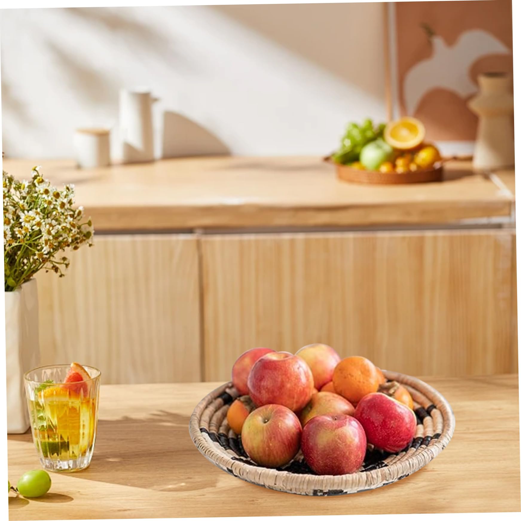 NASSMOSSE Wallkorbdekoration Set, 7pcs gewebte Korbkörbe von Weiden, rustikales Bauernhaus Wanddekor, Schlafzimmer und Wohnzimmer Wandhängekörbe