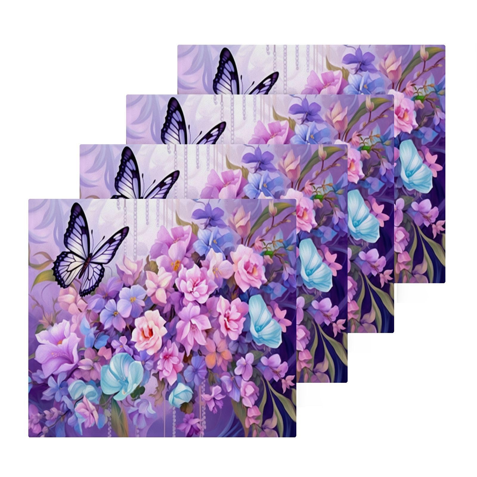 xigua Butterfly Butterflies Washcloths Towels, Highly Absorbent and Soft Cotton Face Cloths, 6 Pack Quick Dry Wash Cloths - 12 X 12 Inches