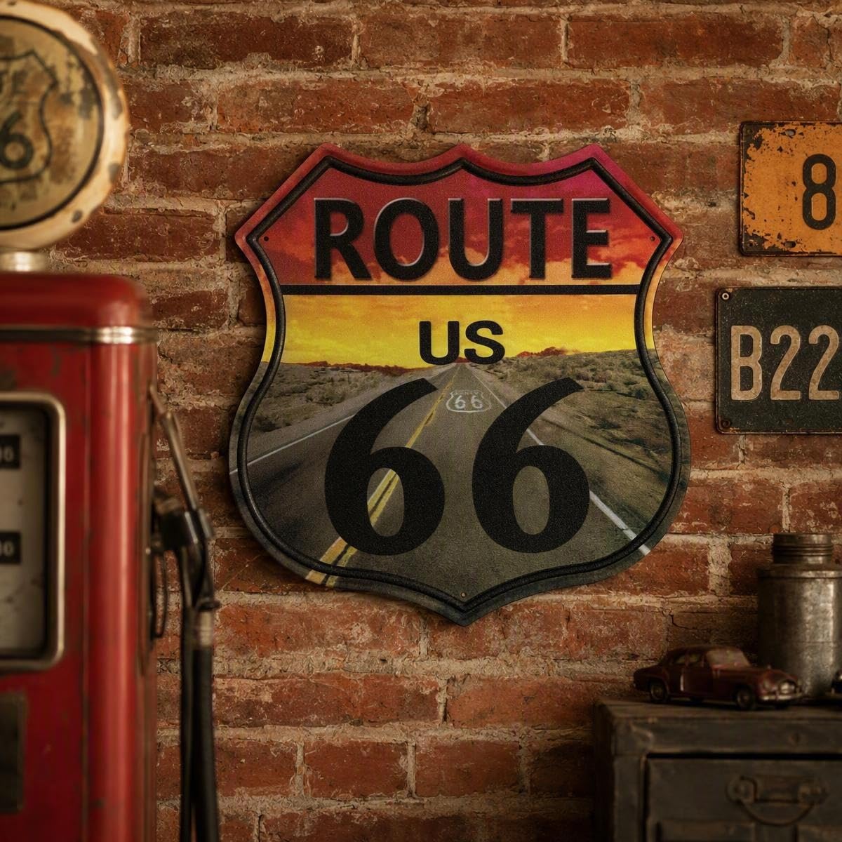 Amazon.com: dojune-2 Pack Route 66 Vintage Metal Sign with Highway