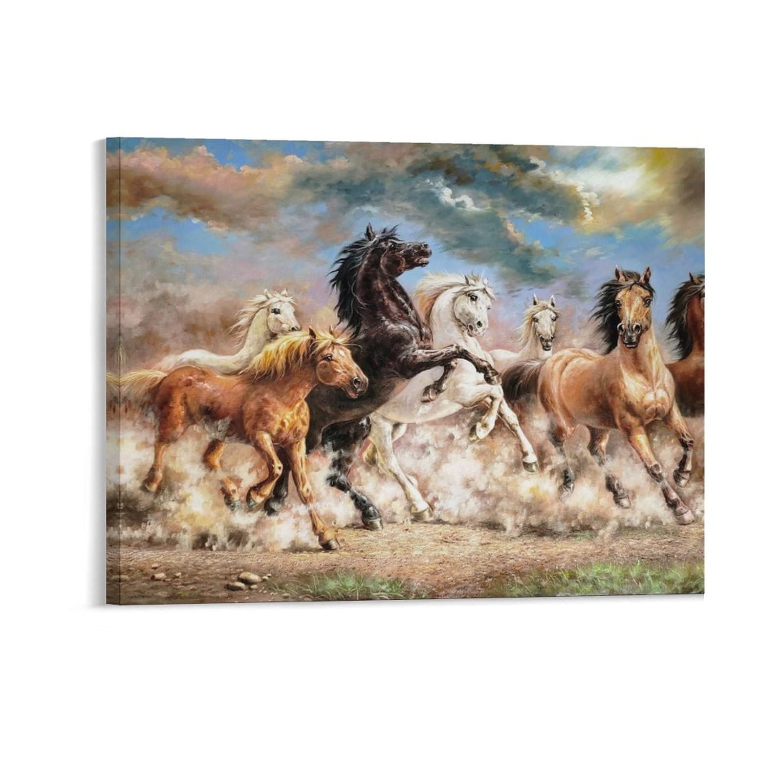 Amazon.co.jp: 絵画 走る馬ですインテリア 絵画 野生馬の群れです