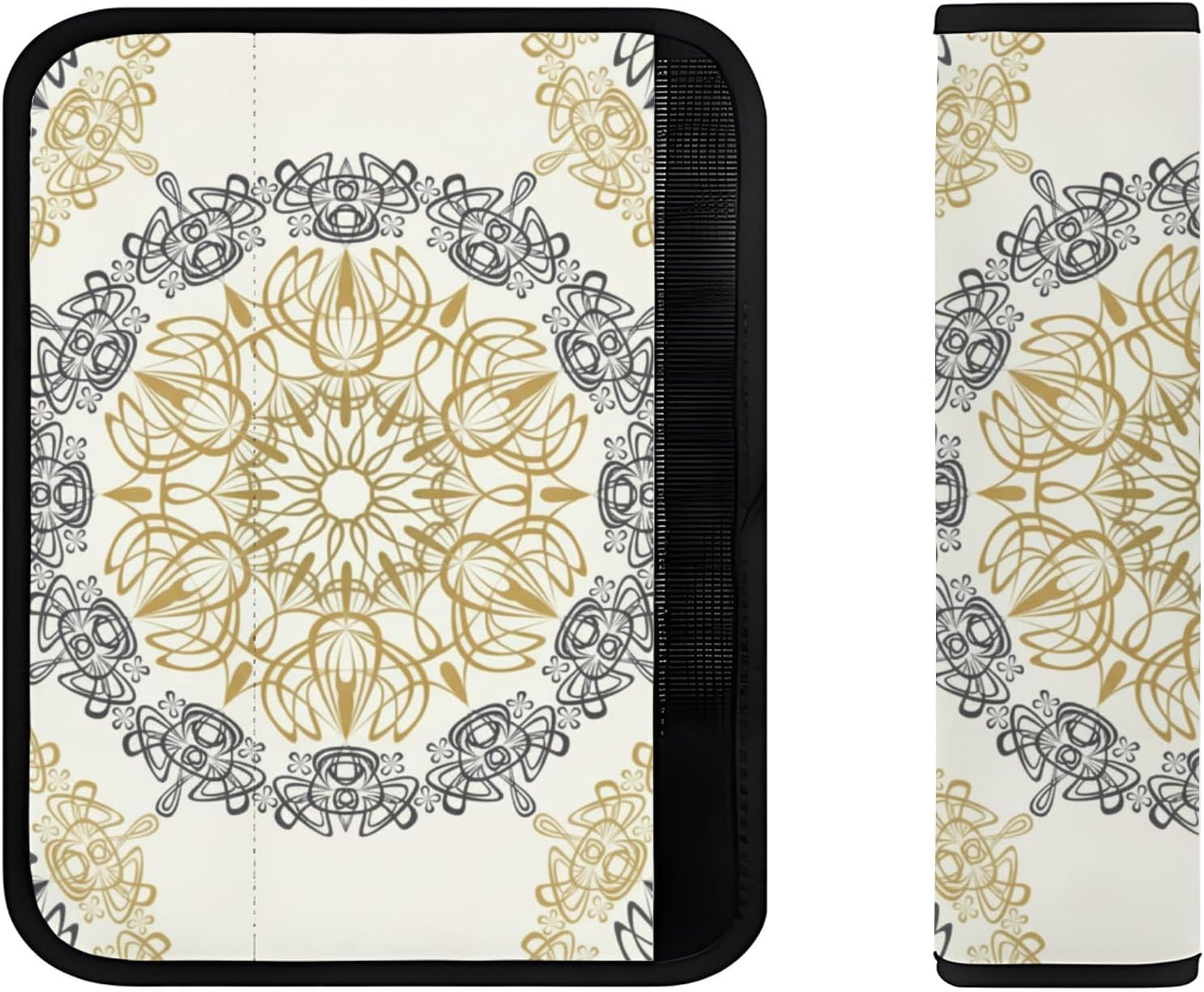 Cream Mandala Seat Belt Pads, Comfortable Seatbelt Pad Seat Belt Accessories All Season Pads for Adults General Comfort Universal Strap Safety Car Shoulder Guard Seatbelt Cushion