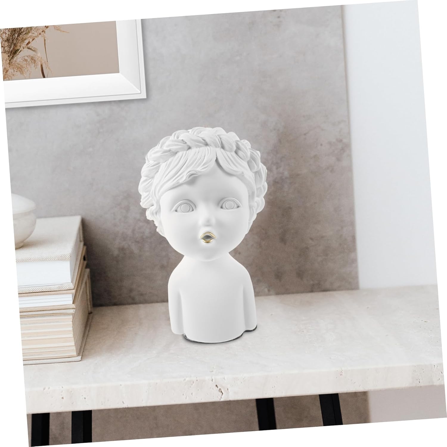 Girl Model Bust Ornament Resin Girl Decor for Desk Garden Unique Home Decorati