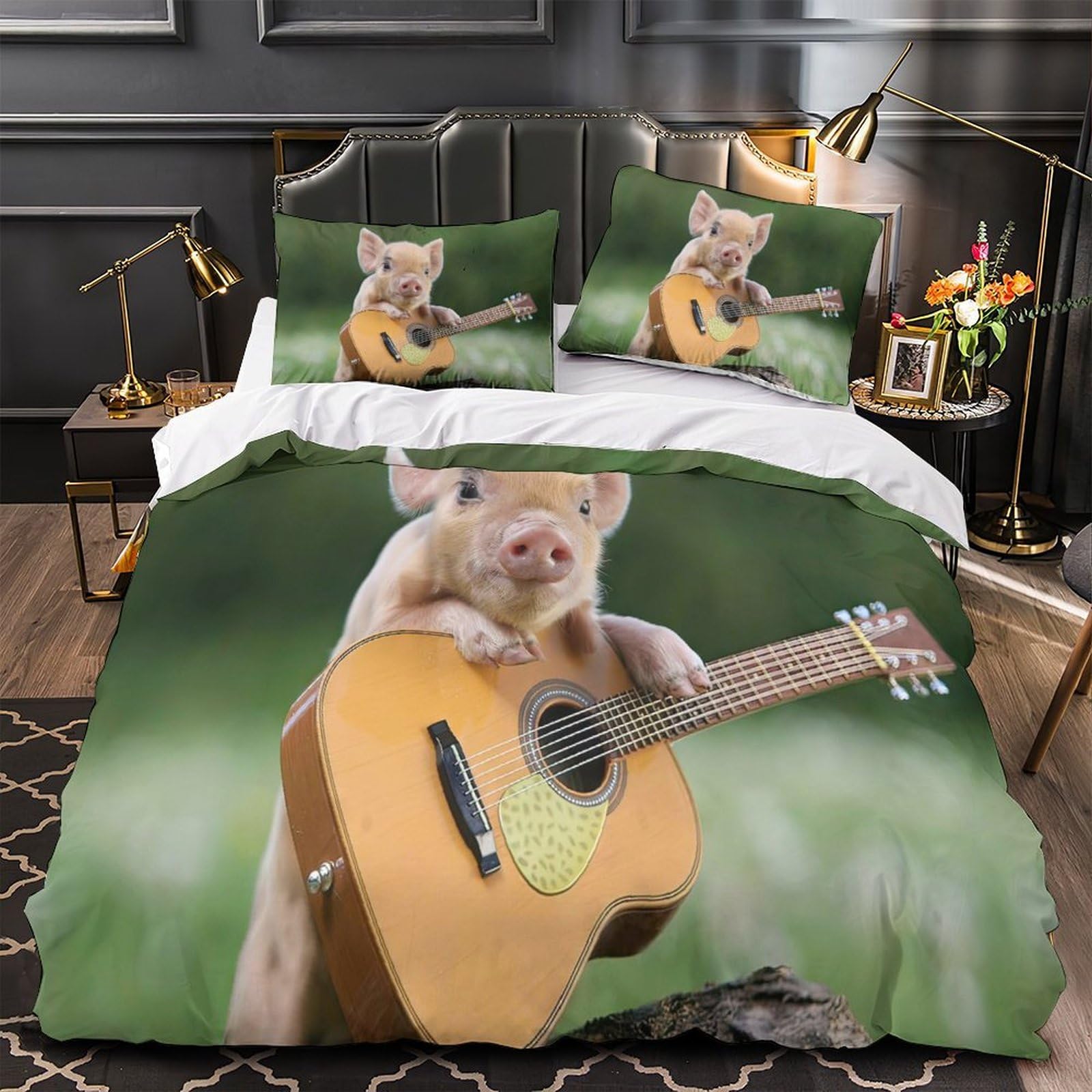 Parure de lit 3D en microfibre super douce avec fermeture éclair pour lit King