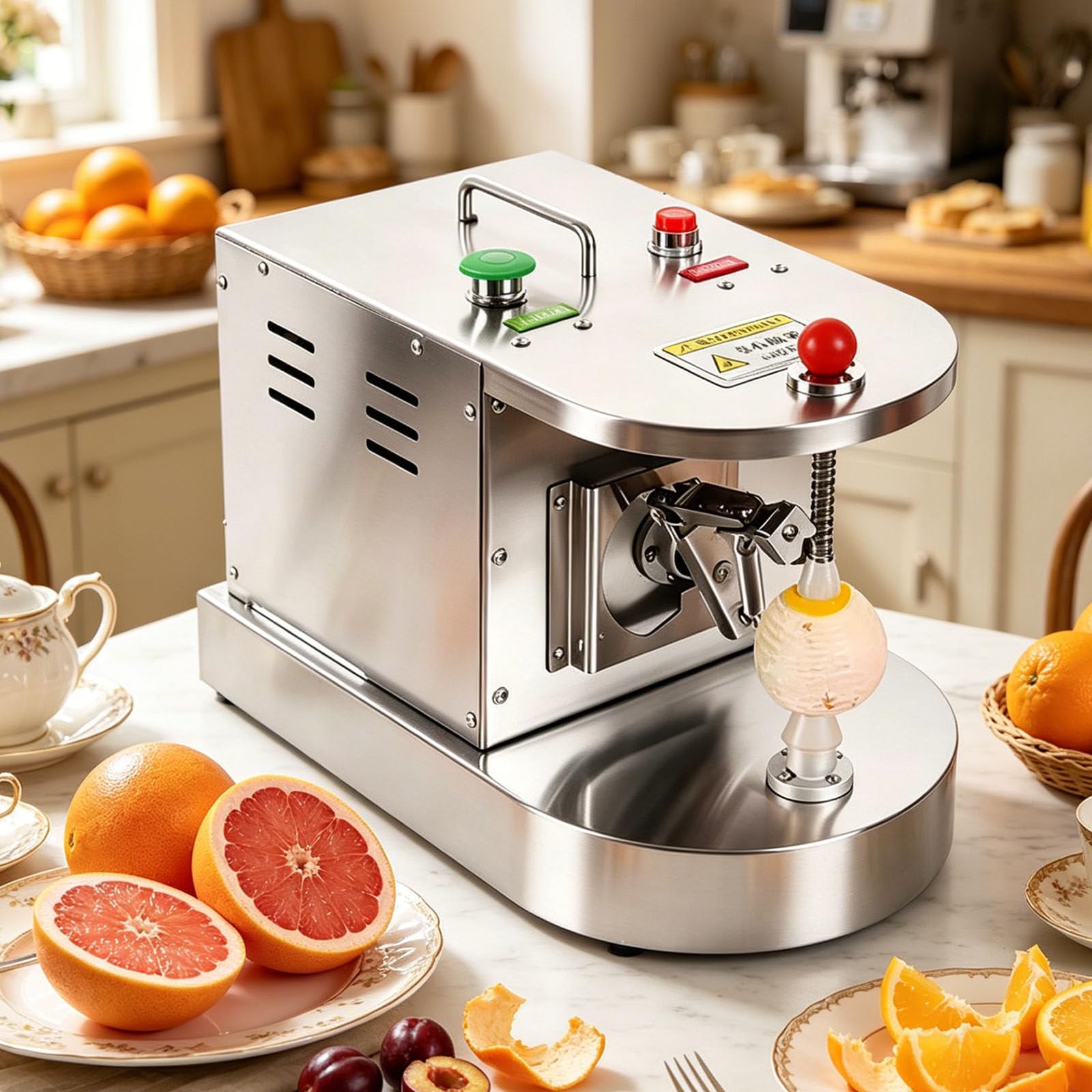 Drmoxin Automatic Lemon Orange Peeler,Commercial Fruit Vegetables Peeling Machine with Height & Distance Adjustable,Peaches Kiwis Mangoes Skin Remover Tool,for Restaurant Kitchen