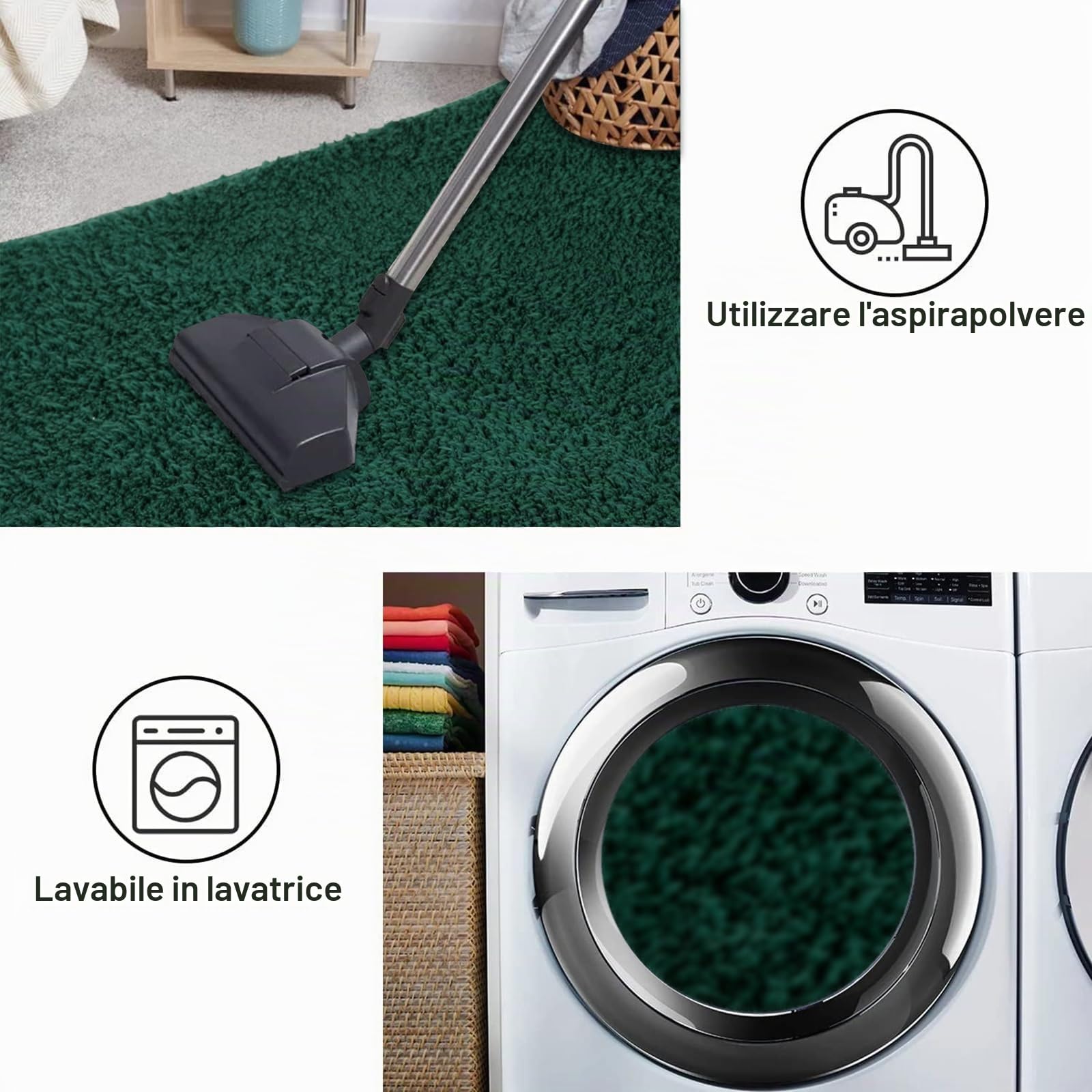 Tappeto morbido, verde antiscivolo, 160 x 230 cm, lavabile, per soggiorno, camera da letto, bagno, cucina, lavanderia, decorazione per camere di lusso