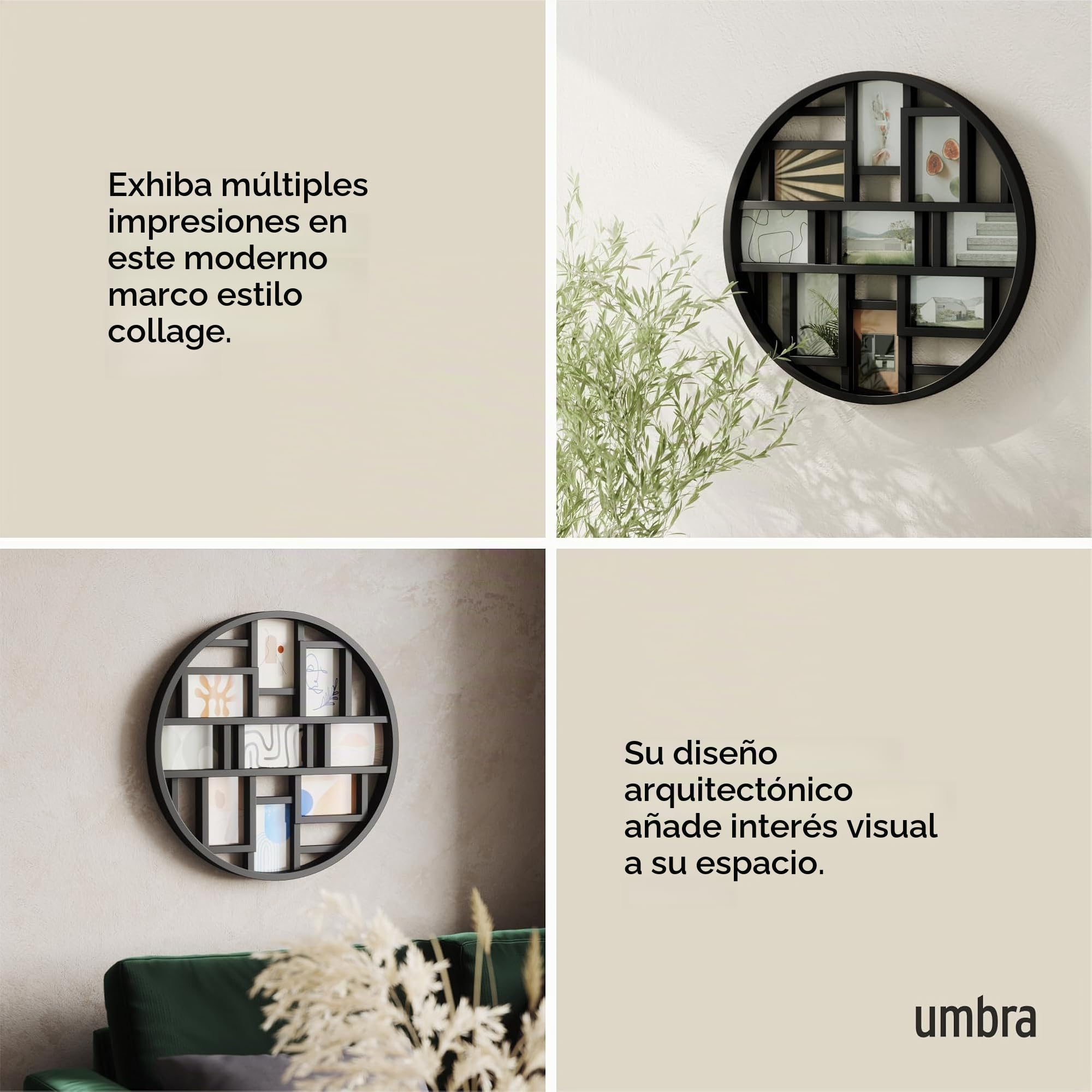 Umbra Luna Marco de Foto para múltiples fotos 10x15 cm, Negro