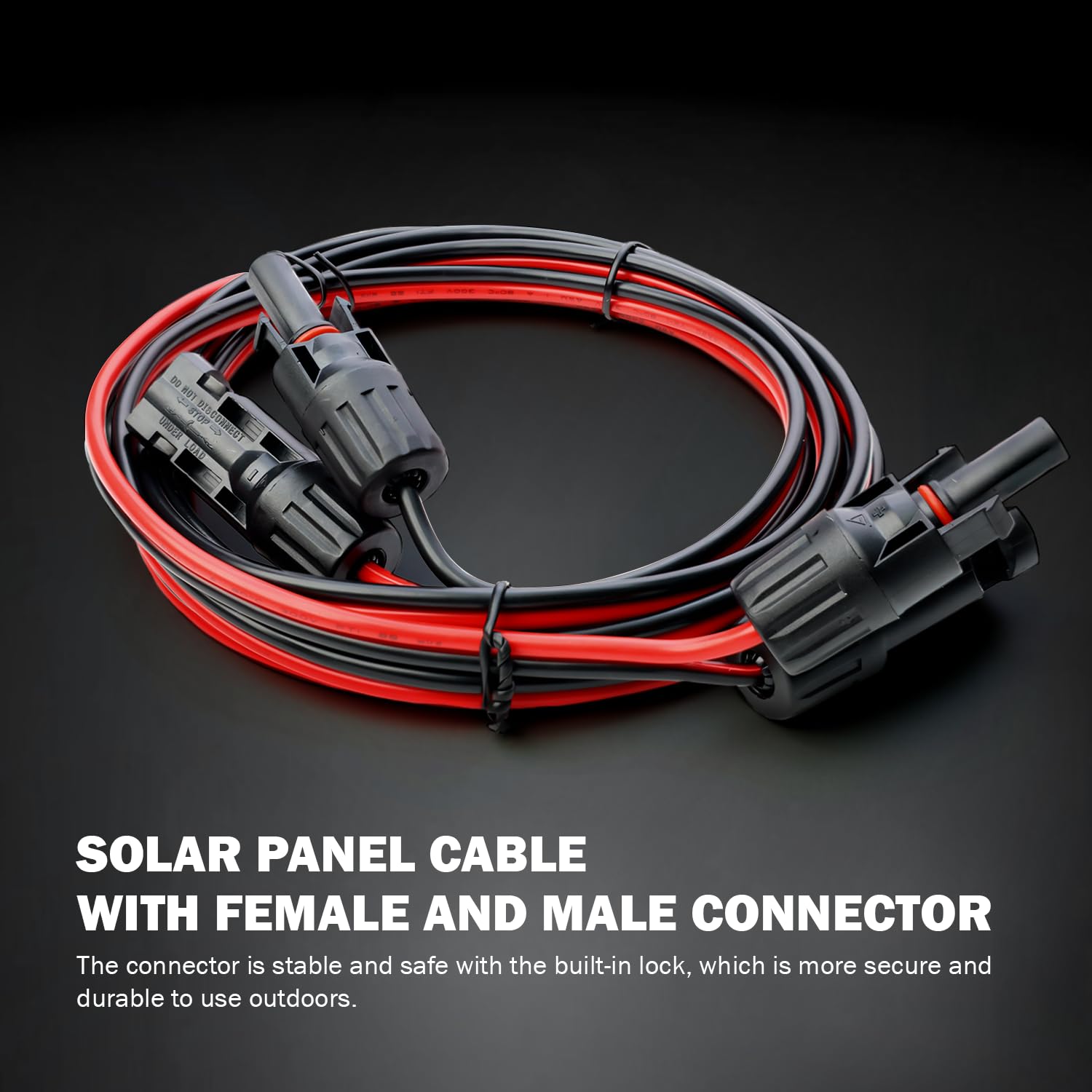 MADCATZ Cavo di prolunga solare da 10 AWG, una coppia di cavi paralleli per pannelli solari con connettori femmina e maschio impermeabili per camper, sistemi fotovoltaici (12,2 m rosso + 12,2 m nero)