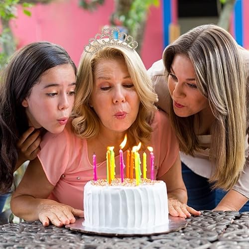 Miniatura 5 de CIEHER Juego de tiara de banda y diamantes de imitación "50&Fabulous", banda y tiara de cumpleaños, coronas de cumpleaños para mujeres, decoraciones