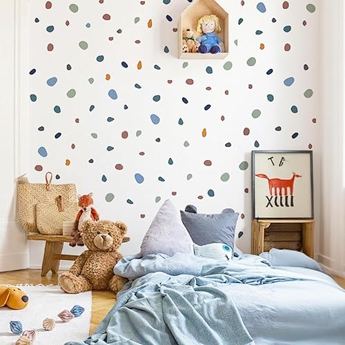 QUCHENG Calcomanías de pared irregulares bohemias, calcomanías de terrazo, decoración de pared de lunares para dormitorio de niños pequeños,