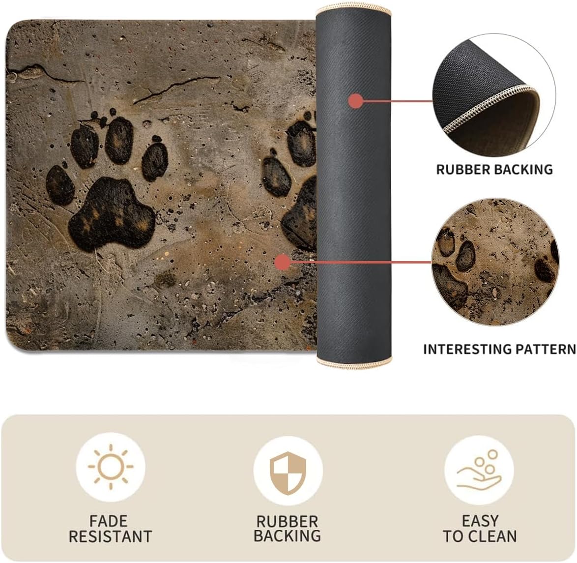 Dog Paw Kitchen Rugs Set of 2, Farmhouse Kitchen Mats with Rubber Backing Non Skid Washable, Pet Lover Gifts (17" x 29 + 17" x 47")