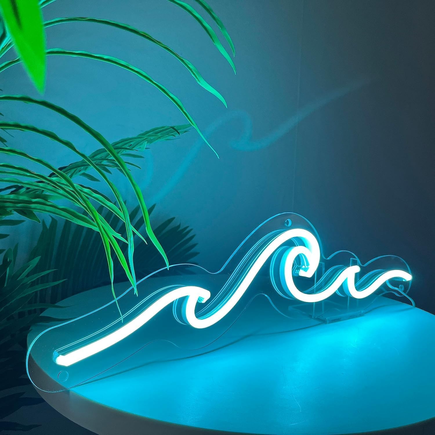 Wave Neon Sign, Wave Light up Wave Night Lamp for Bedroom, USB Power Led Neon Wave Light for Wall Decor, Sea Beach Party Surf Ocean Home Bedroom Living Room Birthday Gift - 15''
