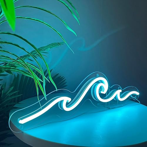 Letrero de neón ondulado, lámpara de noche con ondas para dormitorio, luz LED de onda de neón con alimentación USB para decoración de pared, fiesta