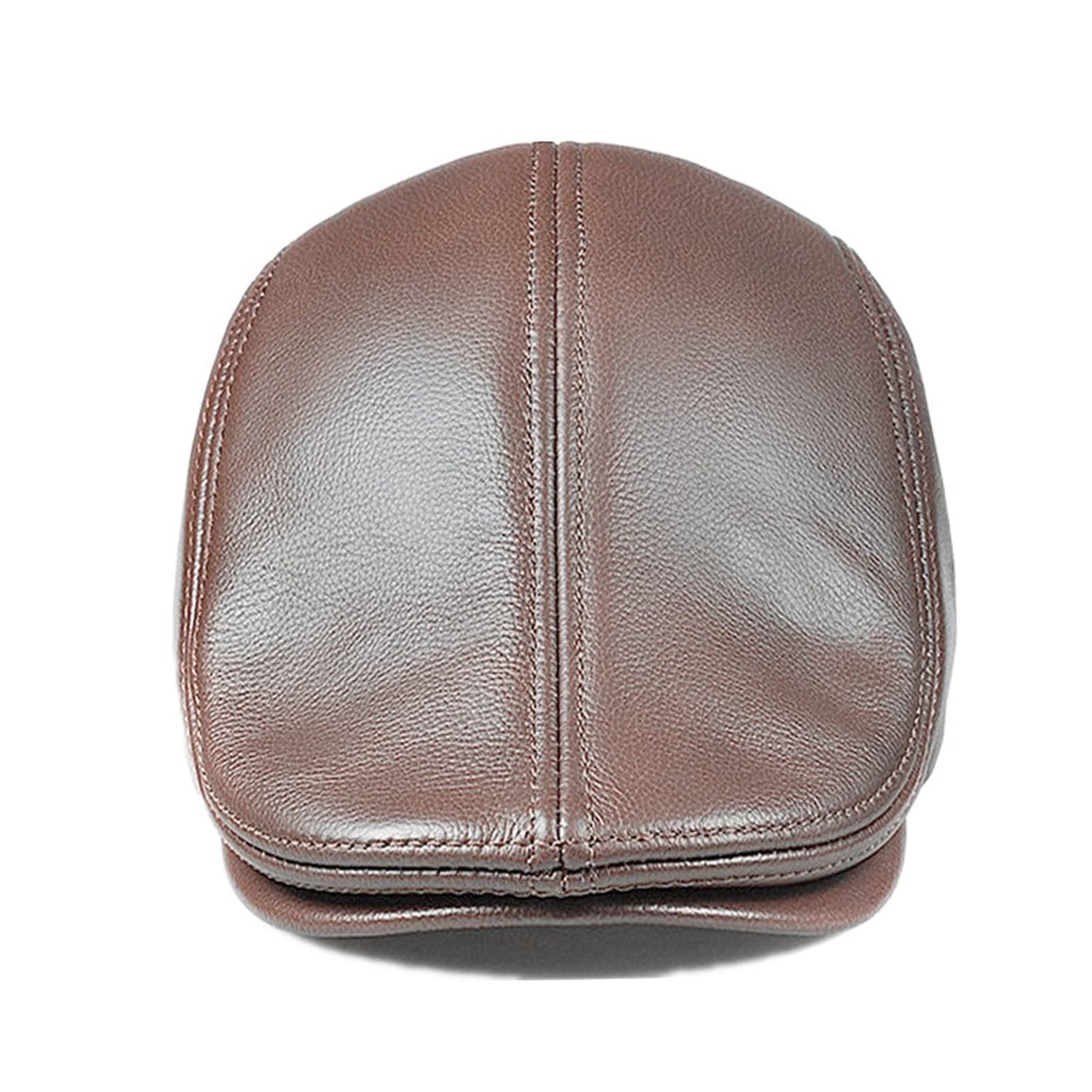 Brązowy męskie Beret Cowskin Leather Hats Dla Mężczyzn Brytyjska Retro Jesień Zima Męski Bluszcz Płaska Czapka