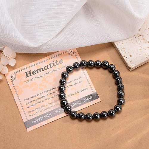 Vista 101 de MASSIVE BEADS Pulsera elástica de yoga hecha a mano con piedra natural, cristal curativo, energía, regalos para adultos unisex de 0.157 in, 0.236