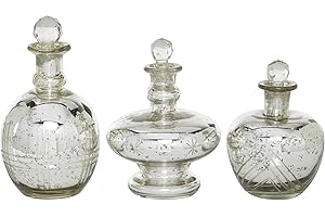 3Pc Silver Mercury Glass Lidded Jars