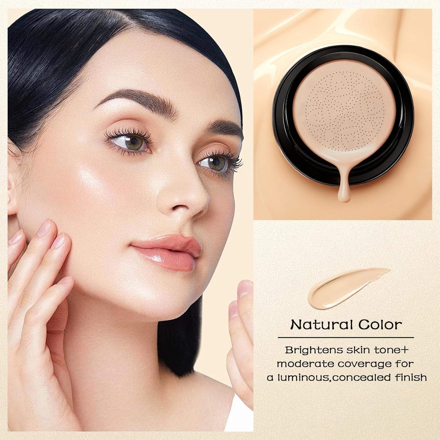 Foundation for Older Women, CC Cream Glow Foundation for Mature Skin, Moisturizing Concealer Brighten Long-Lasting (Natural) — view 5