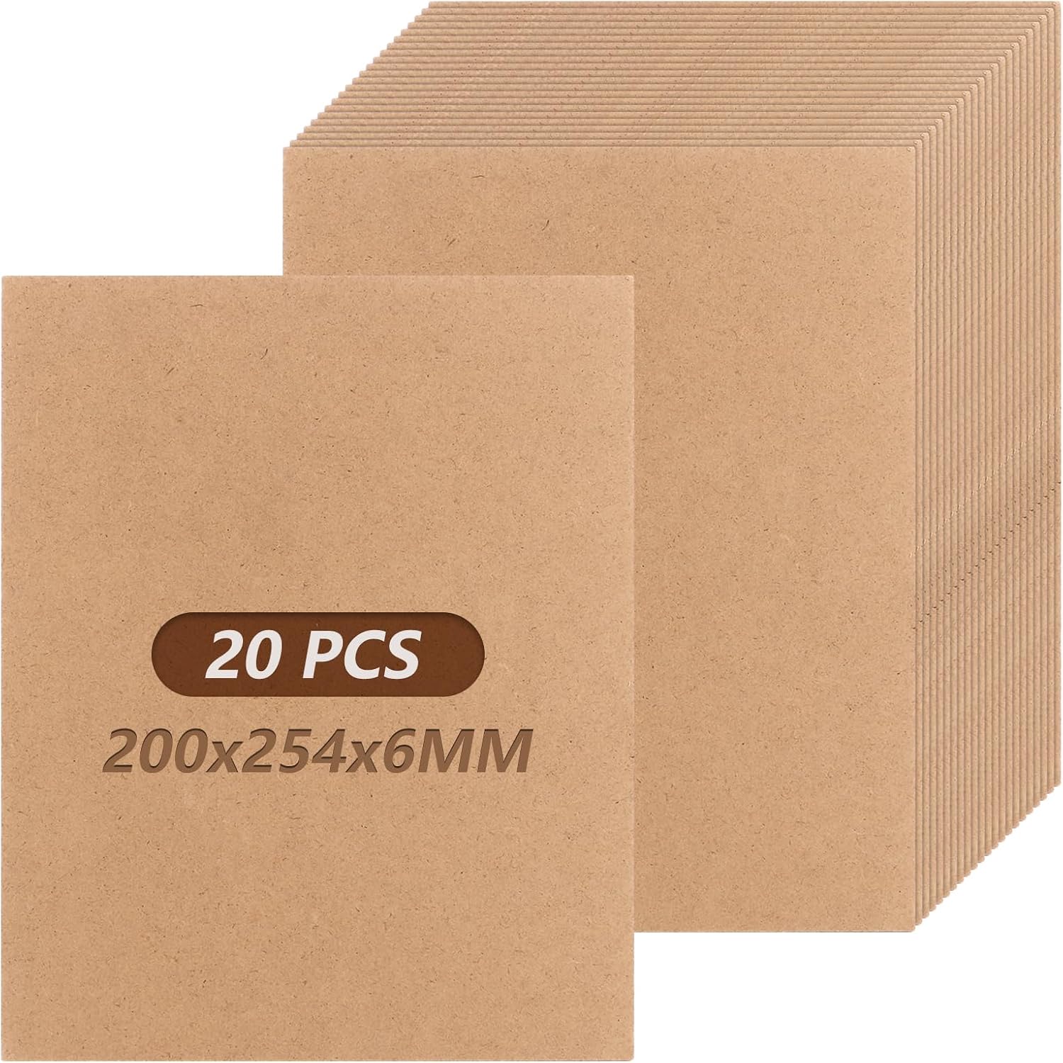 Pack of 20 MDF Wooden Panels for Crafts 6 mm 200 x 254 mm Medium Density Fibreboard MDF Panels for Fretsaw Pyrography Modeling Laser Cut CNC Router Openwork