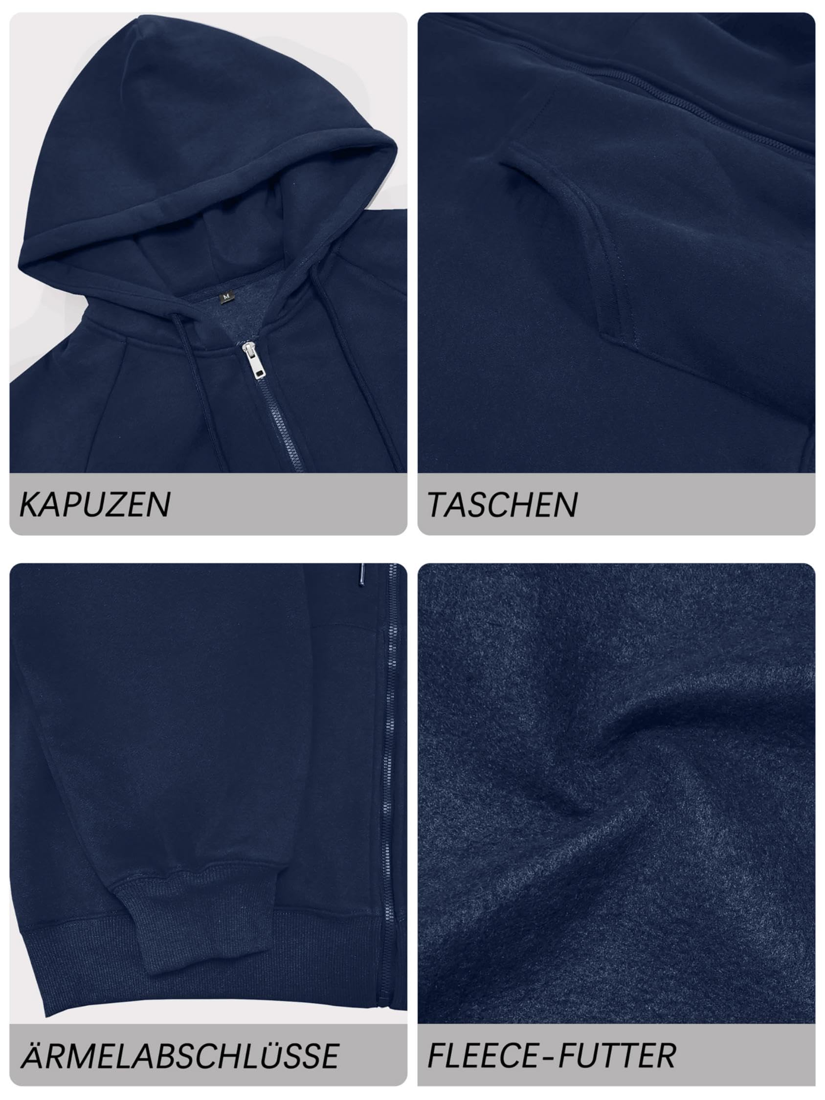 Timuspo Sweat à capuche zippé pour femme - Manches longues - Veste de survêtement - Fermeture éclair - Polaire - Couleur unie - Veste d'automne Y2k