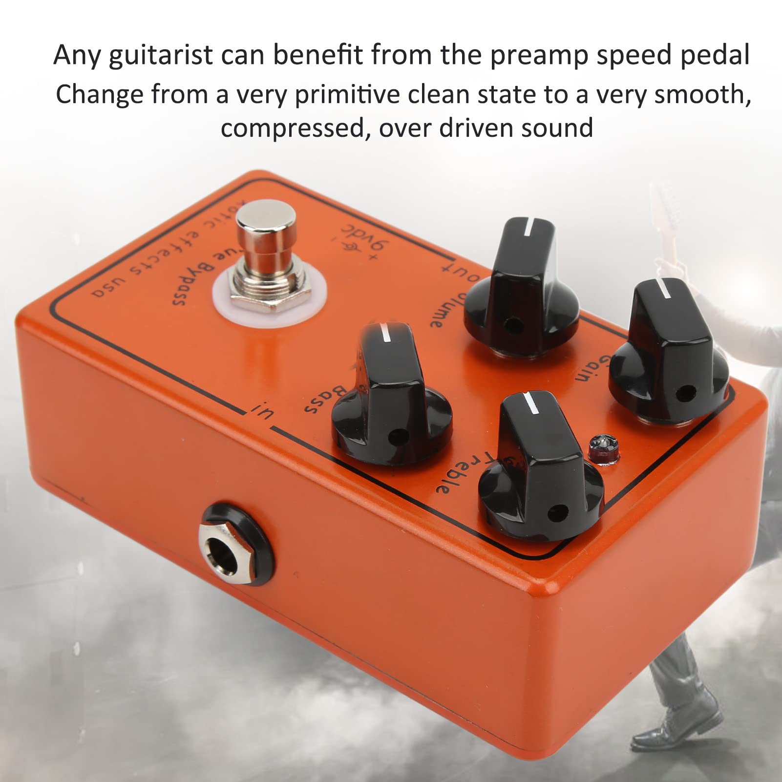 Effets de pré-amplification pour guitare, Wide Harmonic Smooth Compression Tone Overdrive Pédale 30 dB + Boost Metal DC9 V avec égaliseur ± 15 dB pour instrument