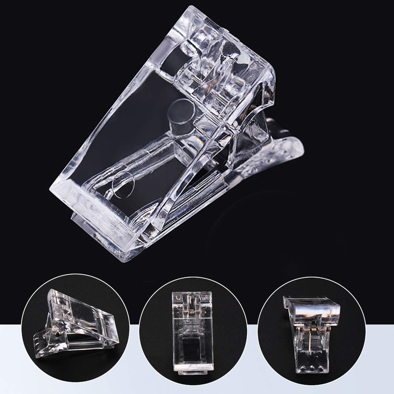 12Pcs Nail Tips Clip for Quick Building Polygel Nail Forms Nail Clips for polygel Finger Nail Extension UV LED Builder Clamps Manicure Nail Art Tool with 1Pcs False Nail Tip Trimmer