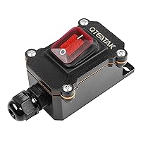 Vista 1 de QTEATAK Interruptor de cable en línea DPST AC/DC 20A-125V, 16A-250V, 30A-24V, 35A-12V, IP68 impermeable (encendido), apagado (encendido) con botones