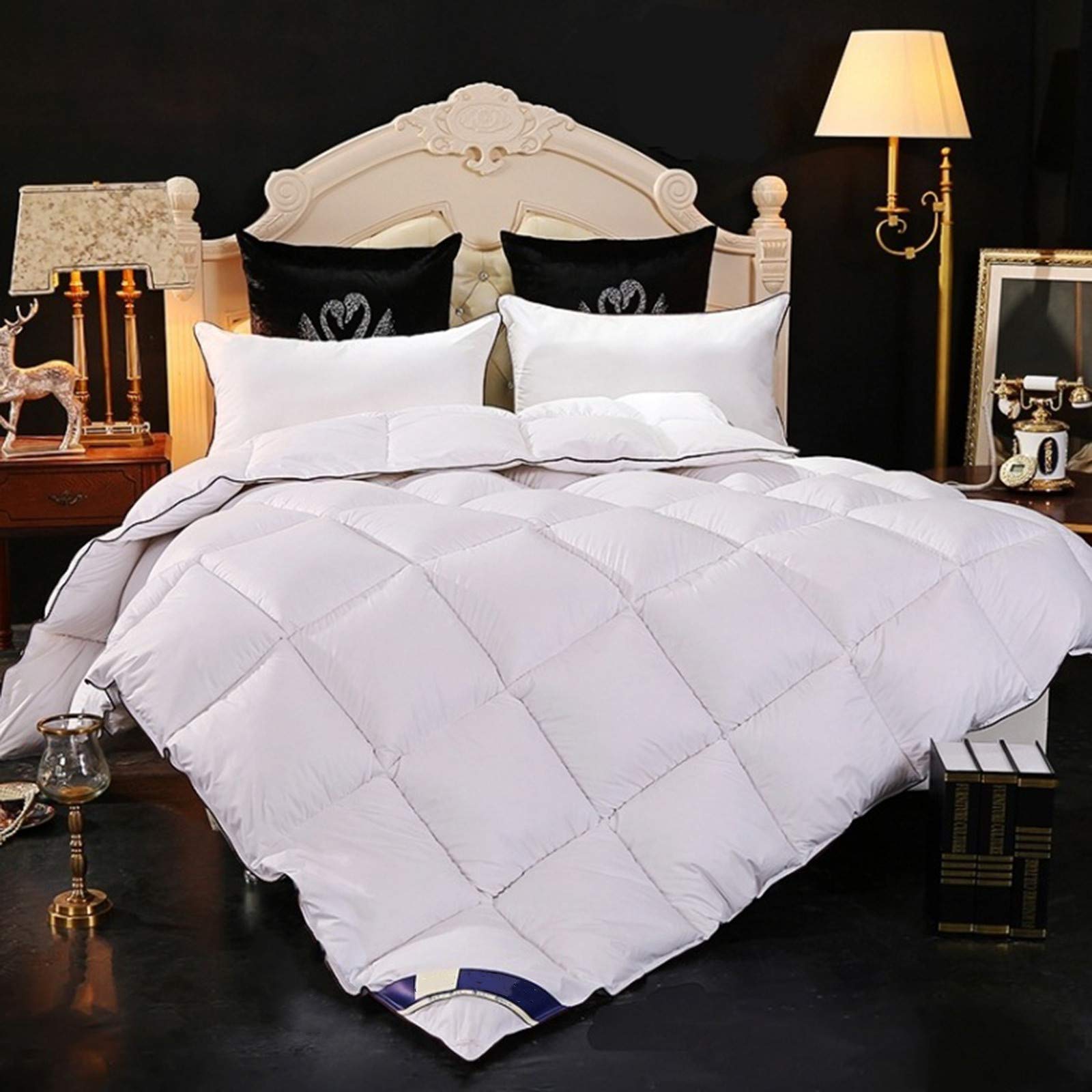 KAISUN Bedding Duvet Soft and Hypoallergenic, Goose Down and Duvet, Anti-dust Mite and Anti-feather Fabric Hypoallergenic, All-season Sewing, Machine Wash (White,150x200cm 1.5kg)