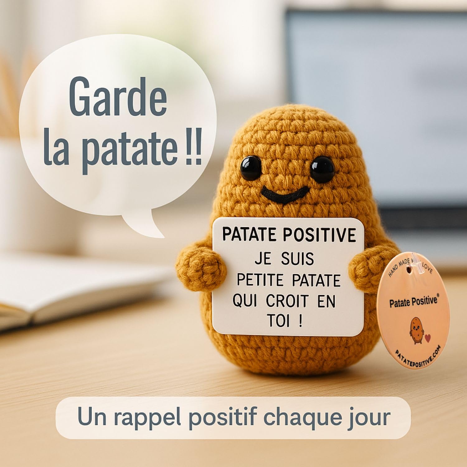 Peluche Pomme De Terre Positive - Jouet Comique En Laine - Cadeau Humour Pour Homme Femme, Famille, Collègue