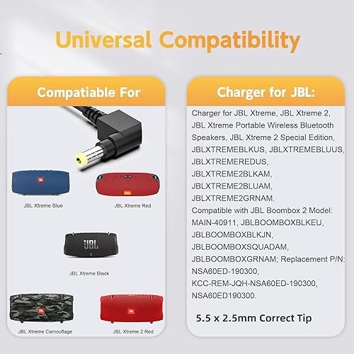 Miniatura 3 de Cargador de 19 V compatible con JBL Xtreme 2, JBL Boombox 1 2, adaptador de corriente impermeable Bluetooth inalámbrico portátil extremo, cable de