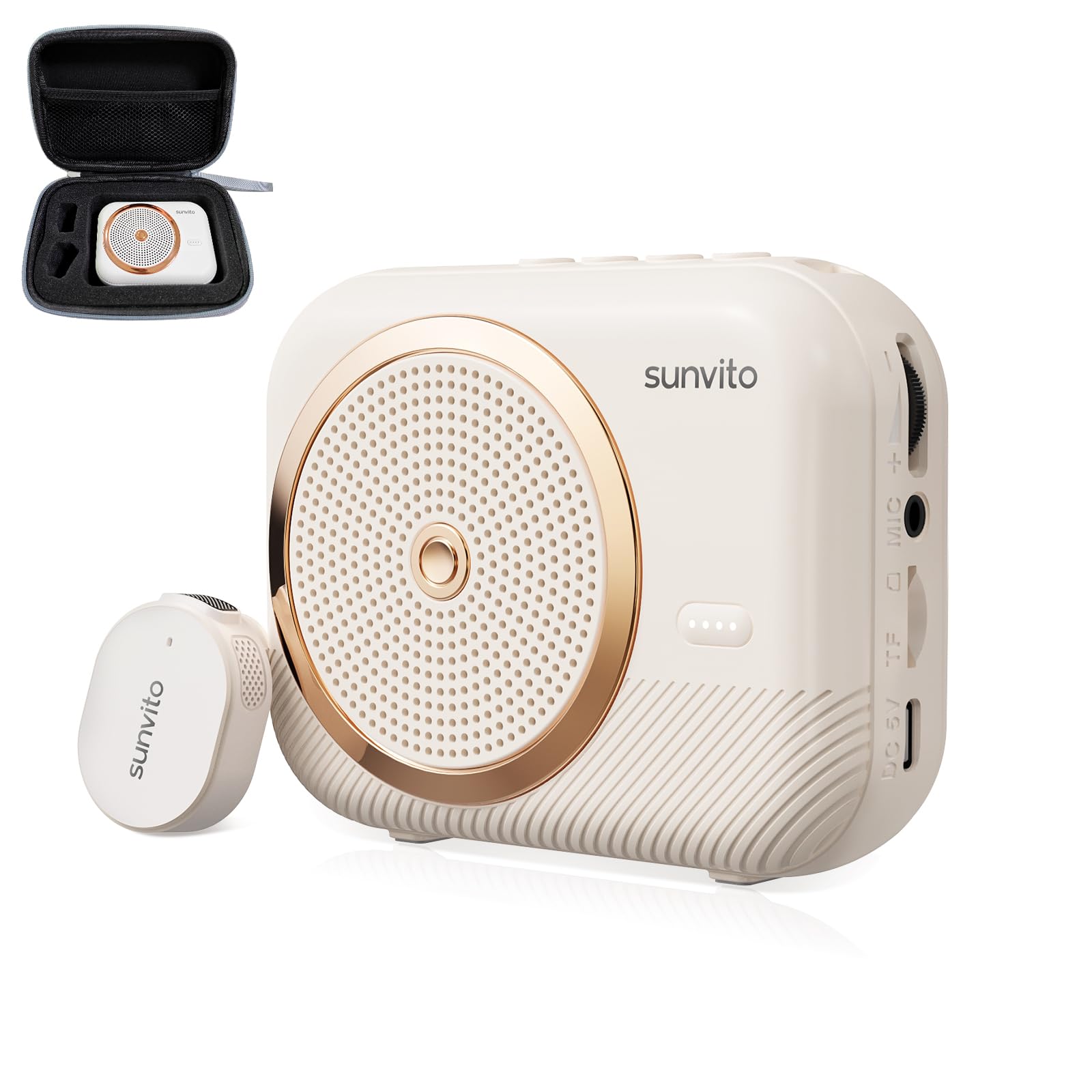 Amplificatore Vocale per Altoparlanti Bluetooth, Mini Amplificatore Ricaricabile con Microfoni Lavalier Wireless, Adatto per Cuffie e Progettato per Insegnanti(Un microfono)