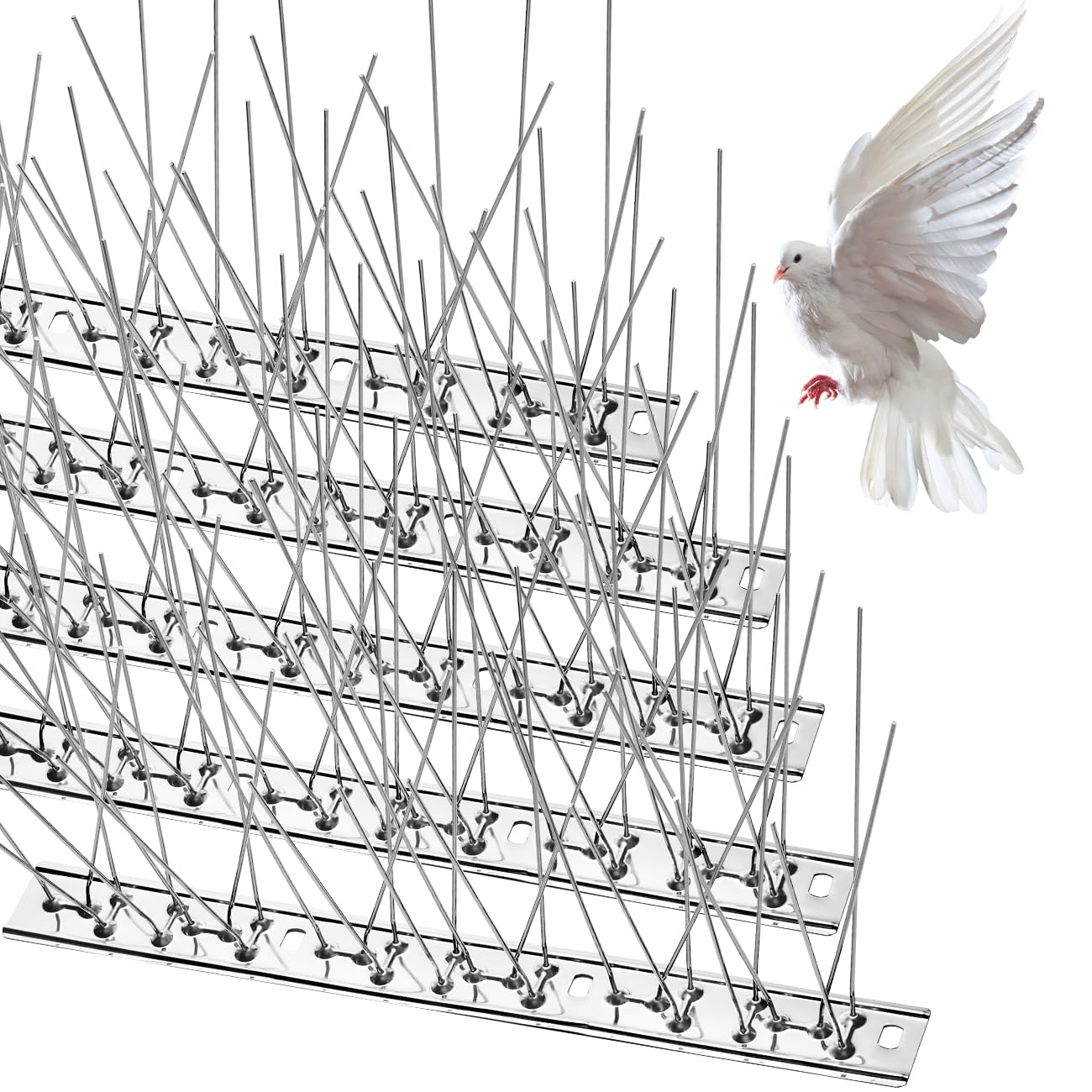 wohohoho Vogelspikes mit Edelstahlboden, 125 cm Taubenabwehr Spikes Edelstahl Vogelabwehr, Vogelabwehr Spike Taubenspikes für Balkon Vogel abschreckung Abwehr Gegen tauben