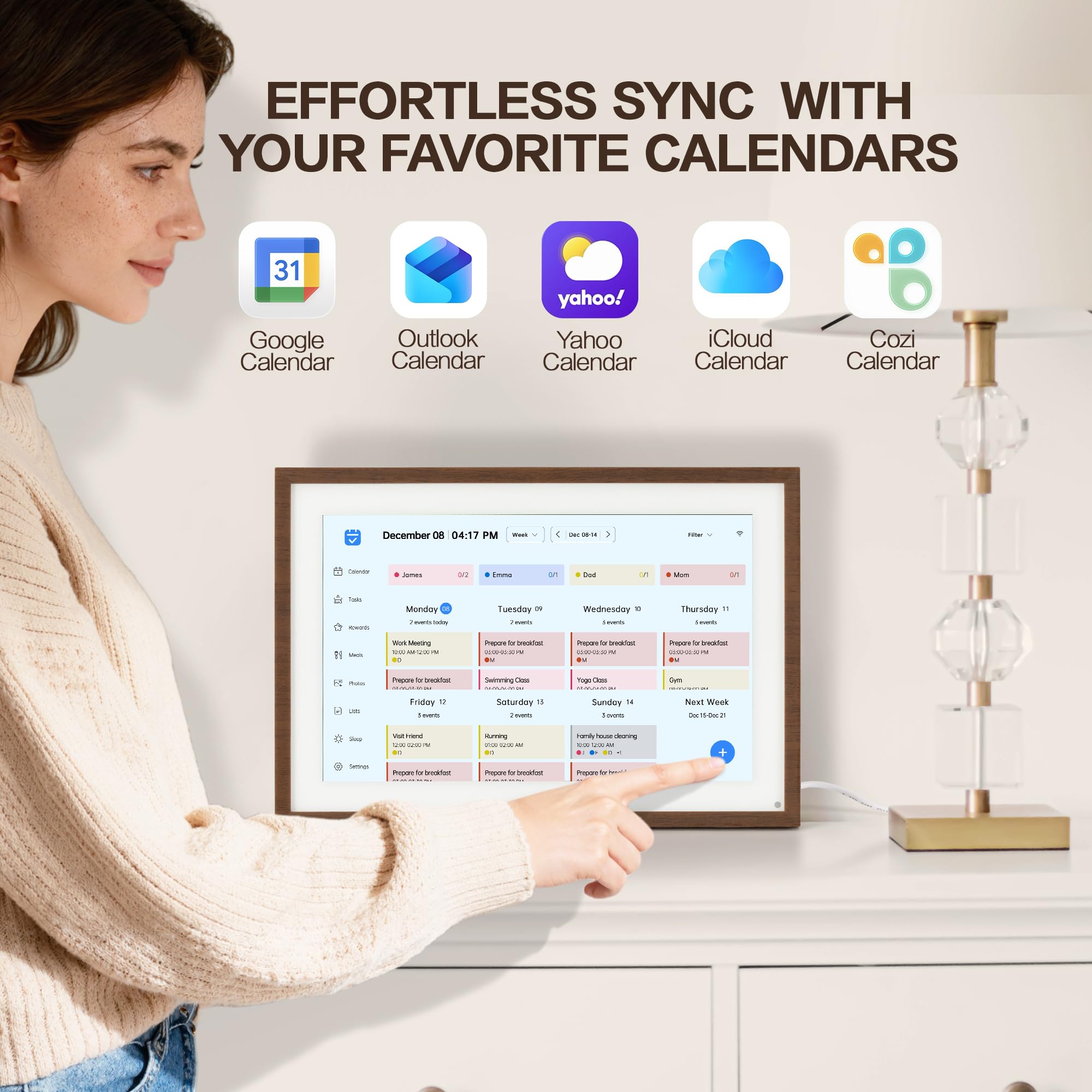 10,1 Zoll Digitaler Kalender, Smart Elektronischer Kalender mit HD-Touchscreen - Digitaler Familienplaner mit Aufgabendiagramm, Mahlzeitenplaner & Fotorahmen, Multi-Kalender-Synchronisierung