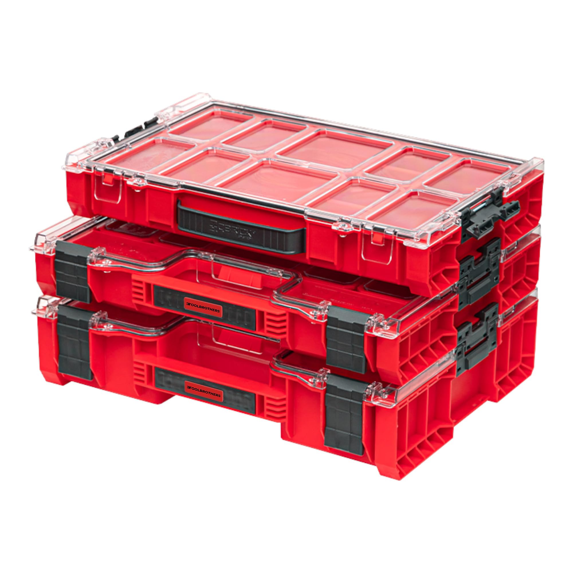 Toolbrothers RHINO PRO Organizer 300 RED ULTRA HD, impilabile, 452 x 358 x 110 mm, 9 l, IP54 con 8 inserti