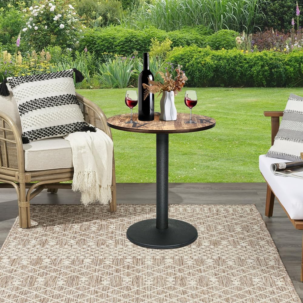 OHMG Tavolo da pranzo in legno quadrato, design piccolo tavolo da cucina per 2-4 persone, tavolo da pranzo per sala da pranzo, salotto, balcone, legno MDF, piede in acciaio, minimalista (circolare-60